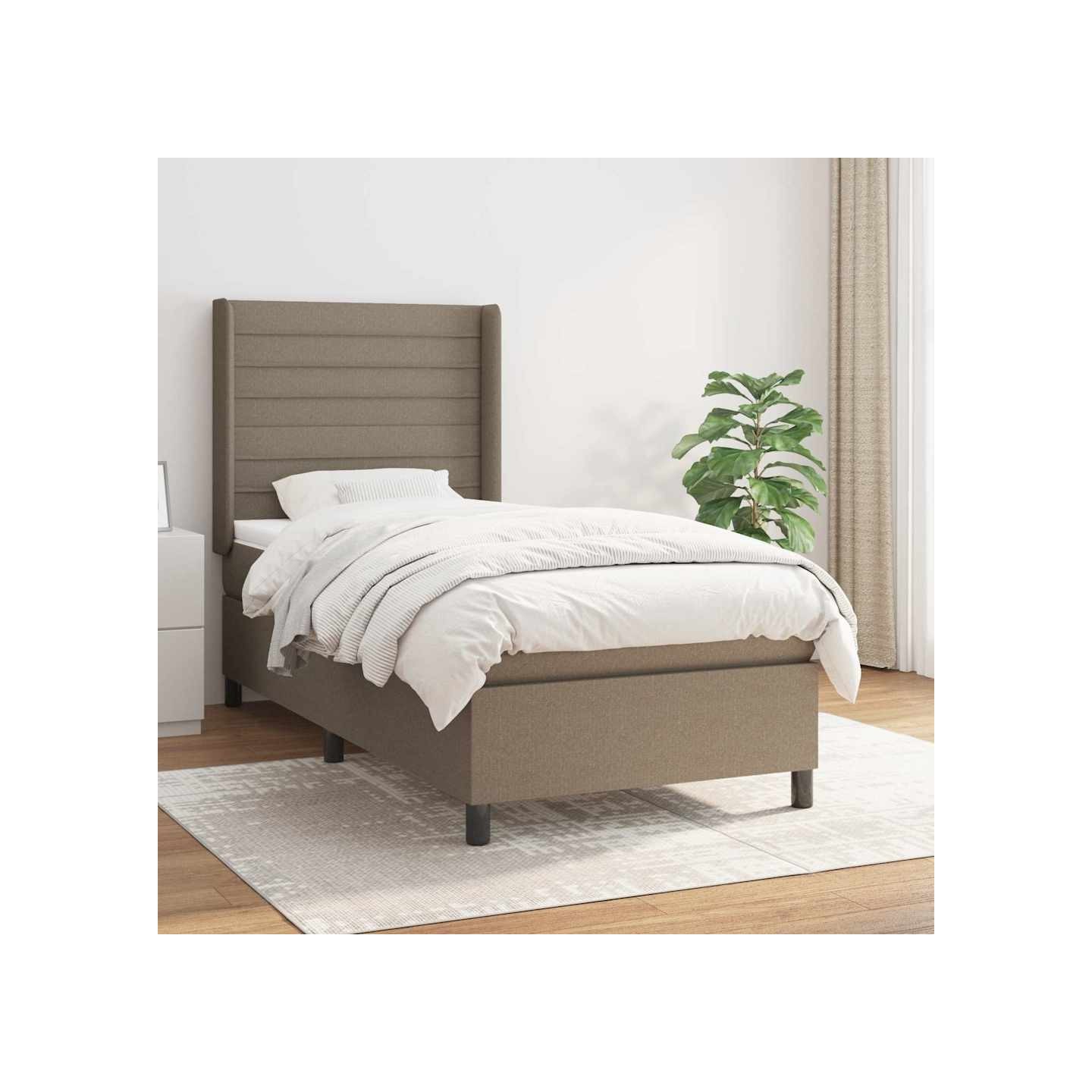 Sommier à lattes de lit avec matelas Taupe 90x200 cm Tissu