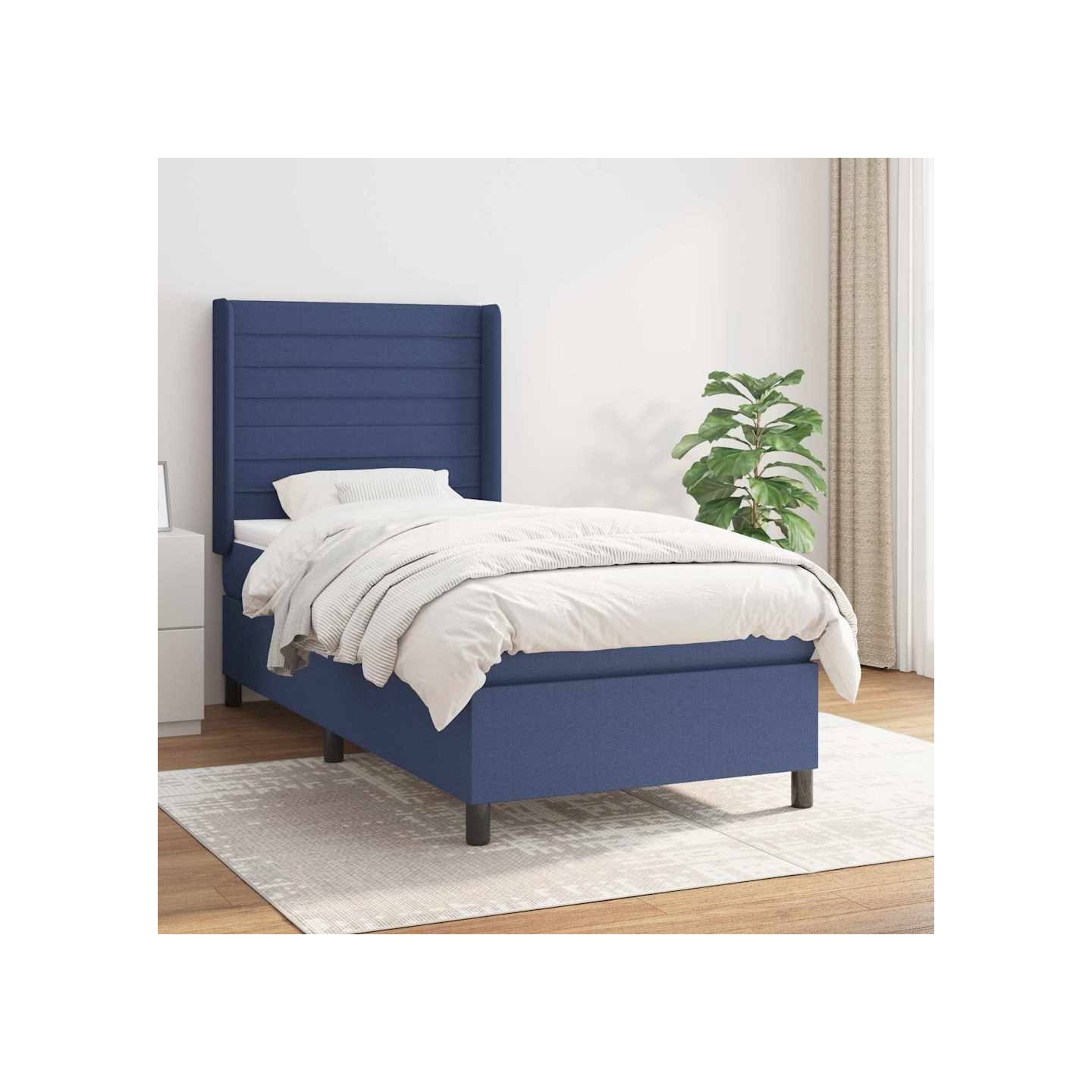 Sommier à lattes de lit avec matelas Bleu 90x190 cm Tissu