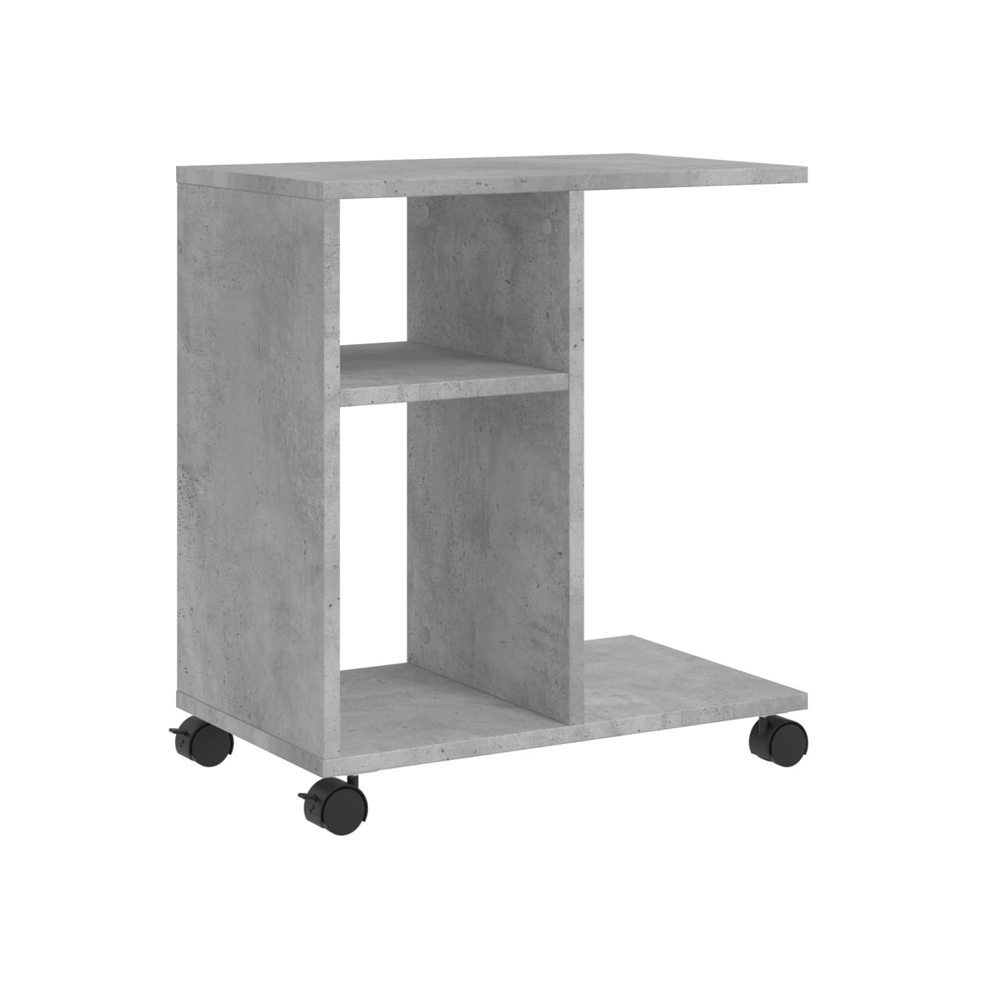 Table d'appoint avec roues gris béton bois d'ingénierie