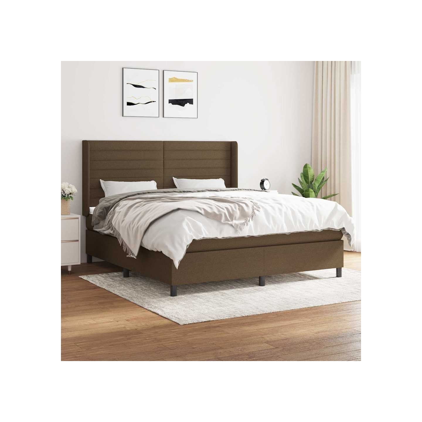 Sommier à lattes de lit avec matelas Marron foncé 180x200 cm