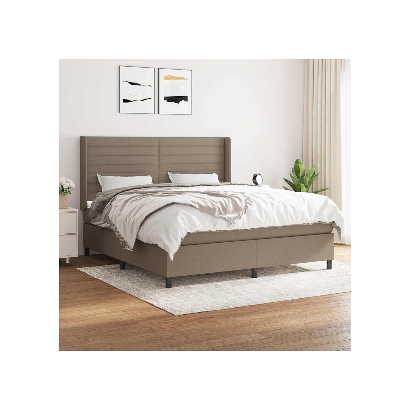 Sommier à lattes de lit avec matelas Taupe 180x200 cm Tissu