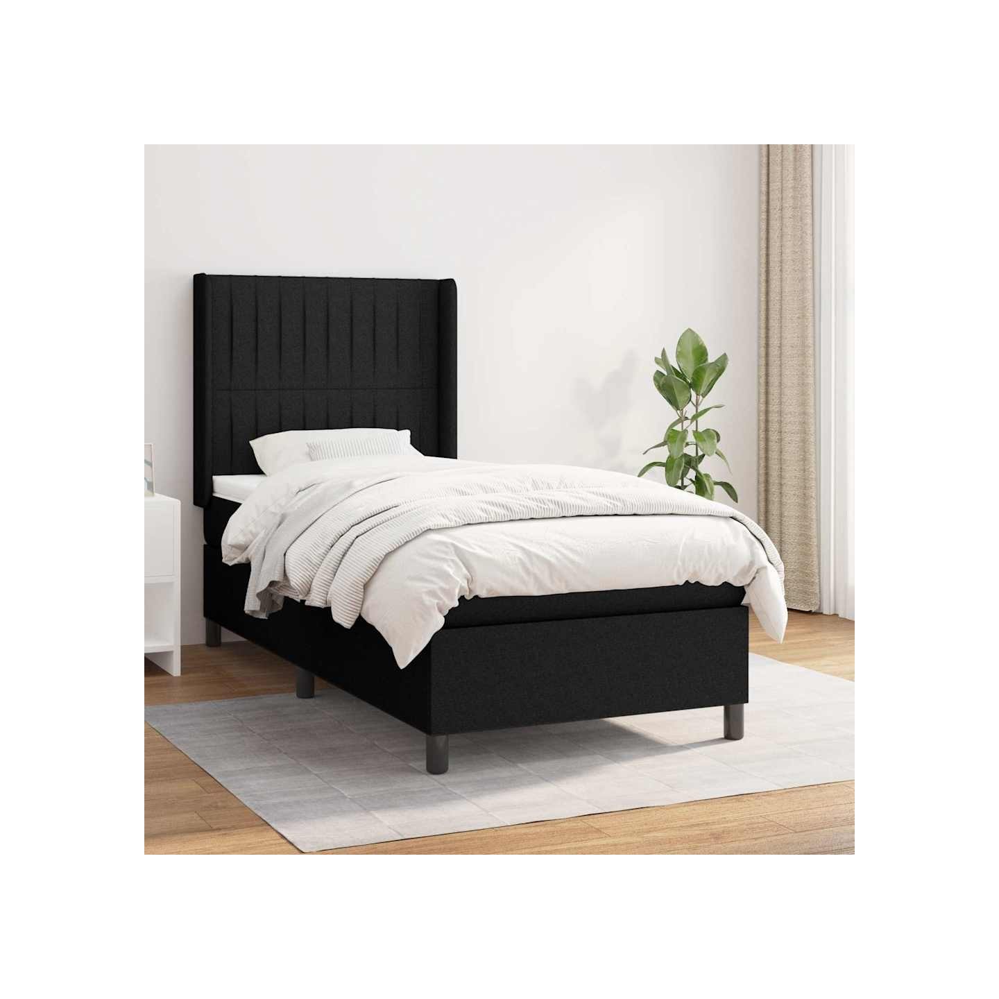 Sommier à lattes de lit et matelas Noir 80x200 cm Tissu