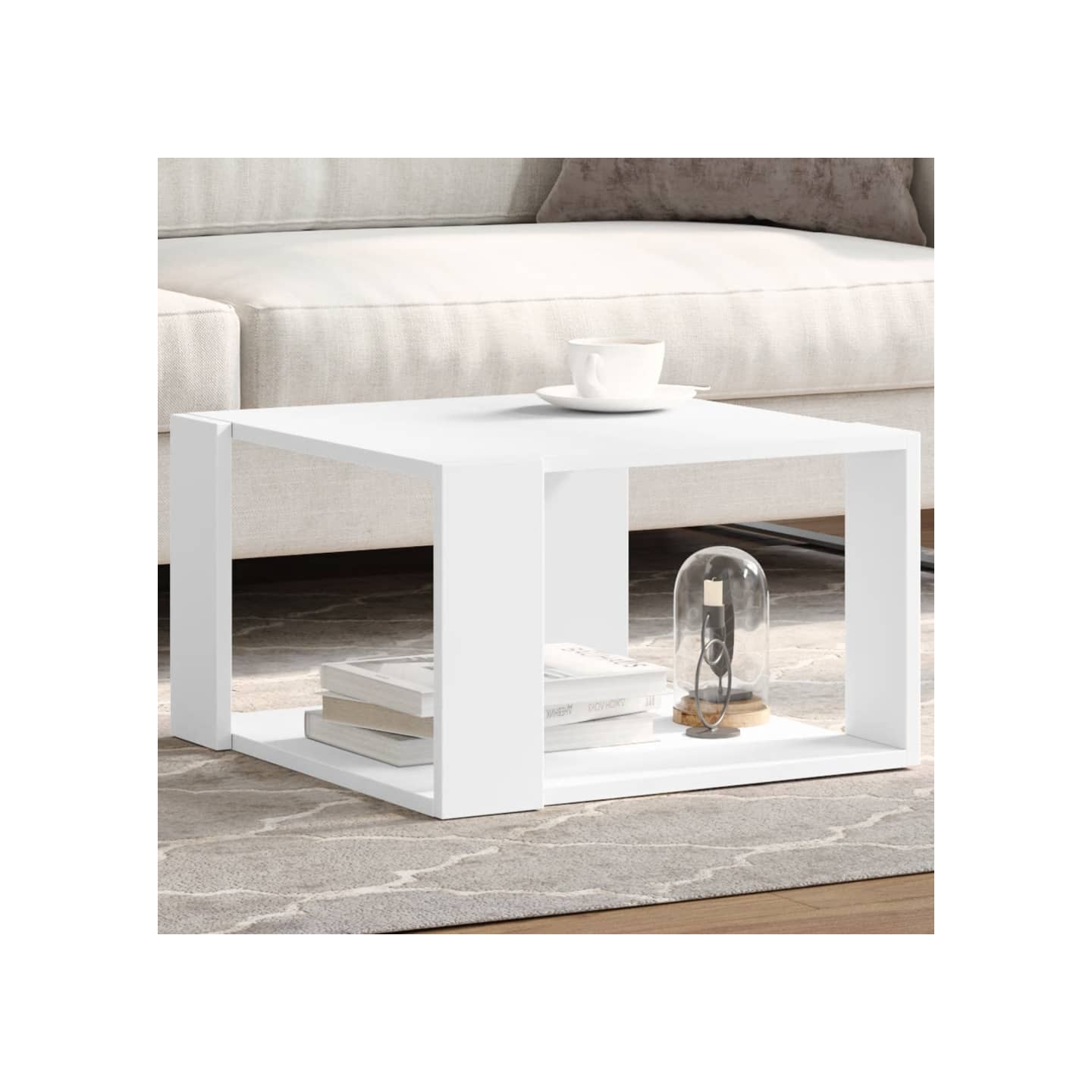 Table basse blanche 51,5 x 51,5 x 30 cm Bois d'ingénierie