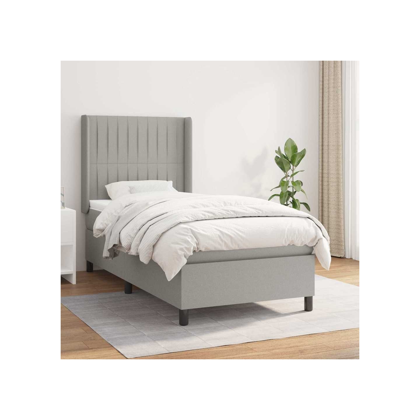 Sommier à lattes de lit avec matelas Gris clair 90x200 cm Tissu
