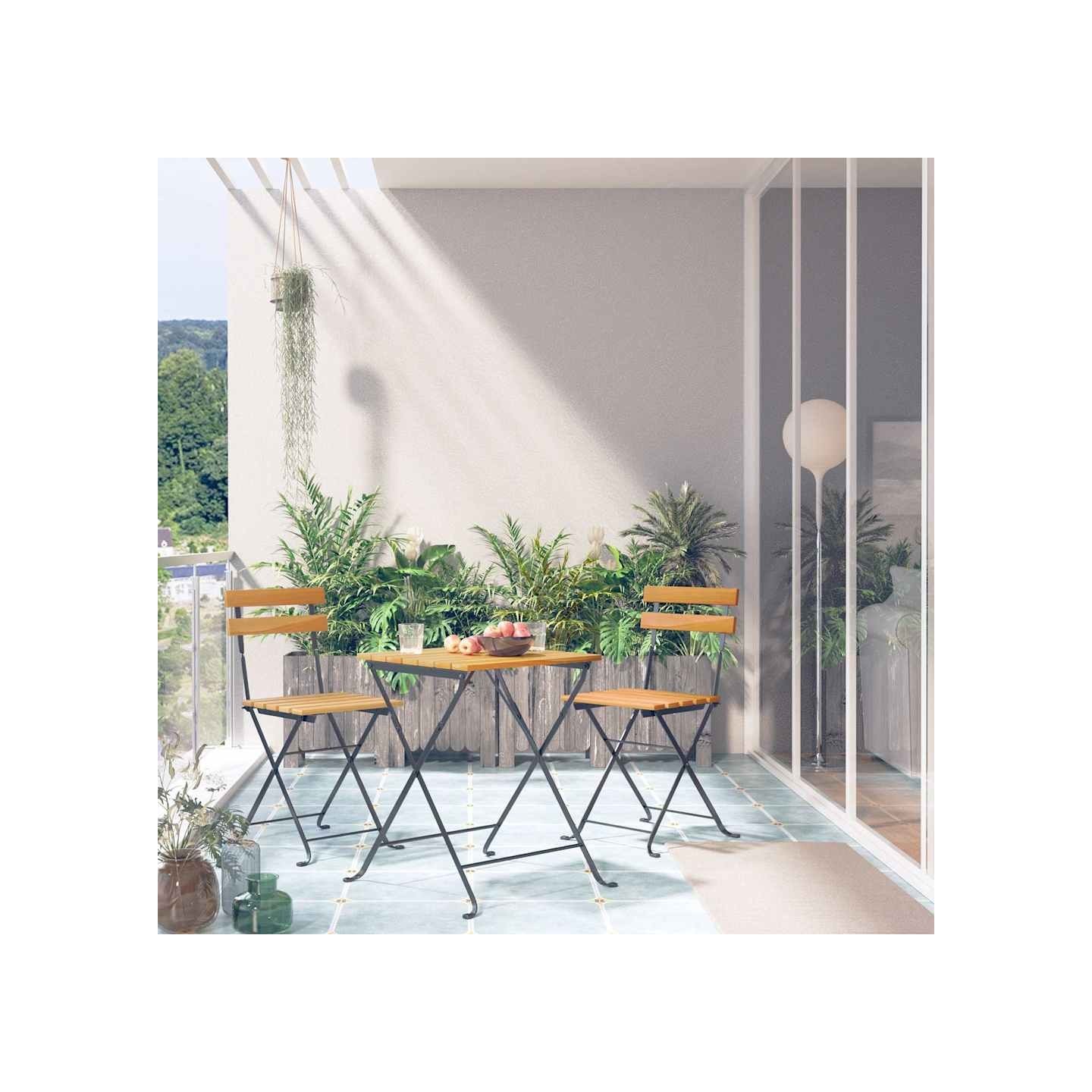 Mobilier de bistro pliable 3 pcs Bois d'acacia solide