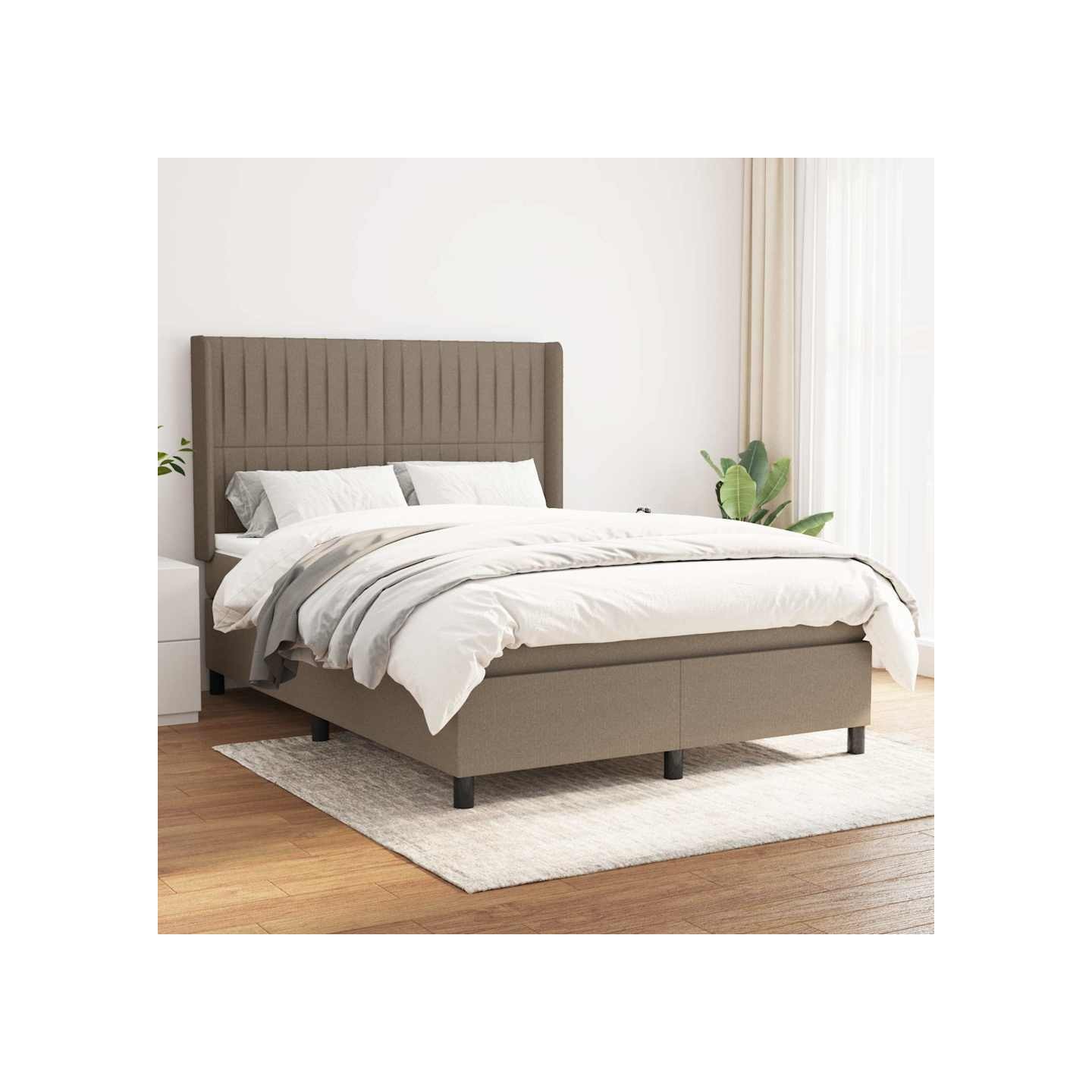 Sommier à lattes de lit avec matelas Taupe 140x200 cm Tissu