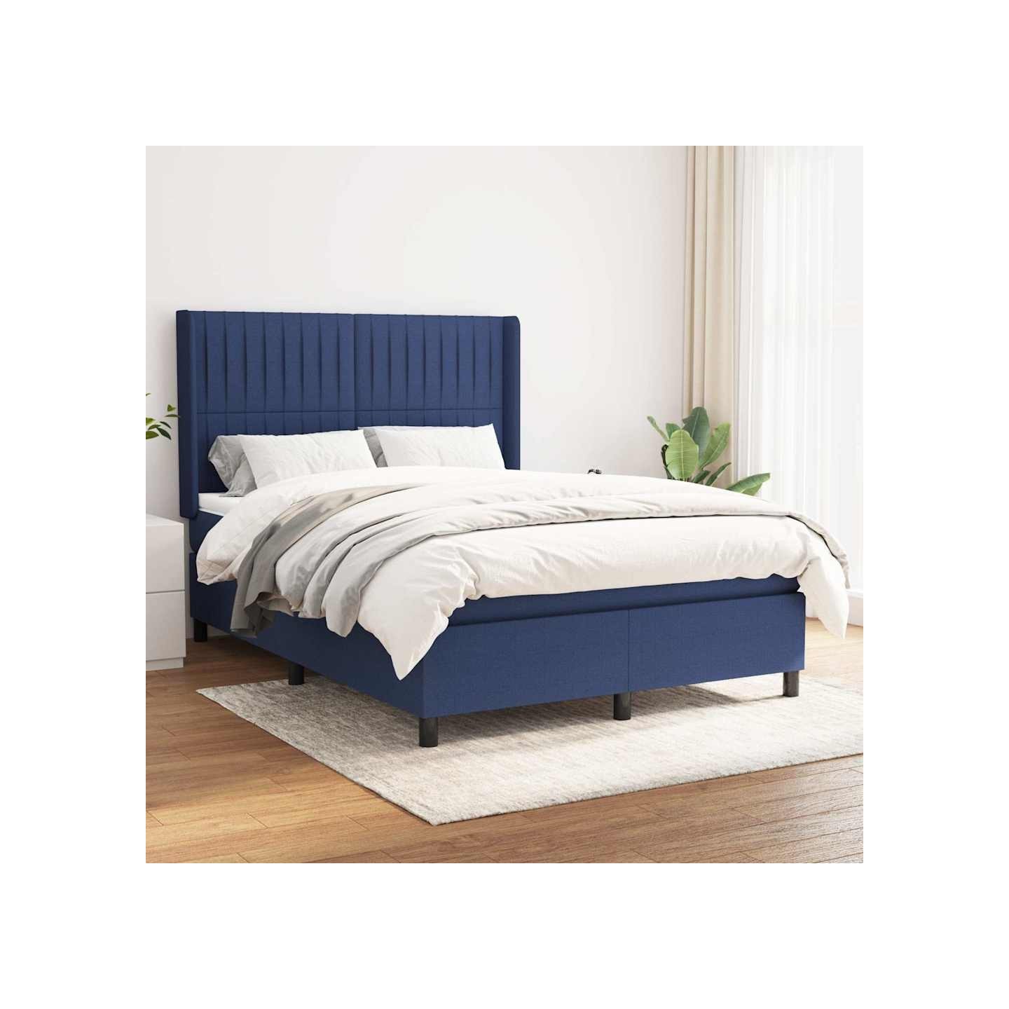 Sommier à lattes de lit avec matelas Bleu 140x200 cm Tissu