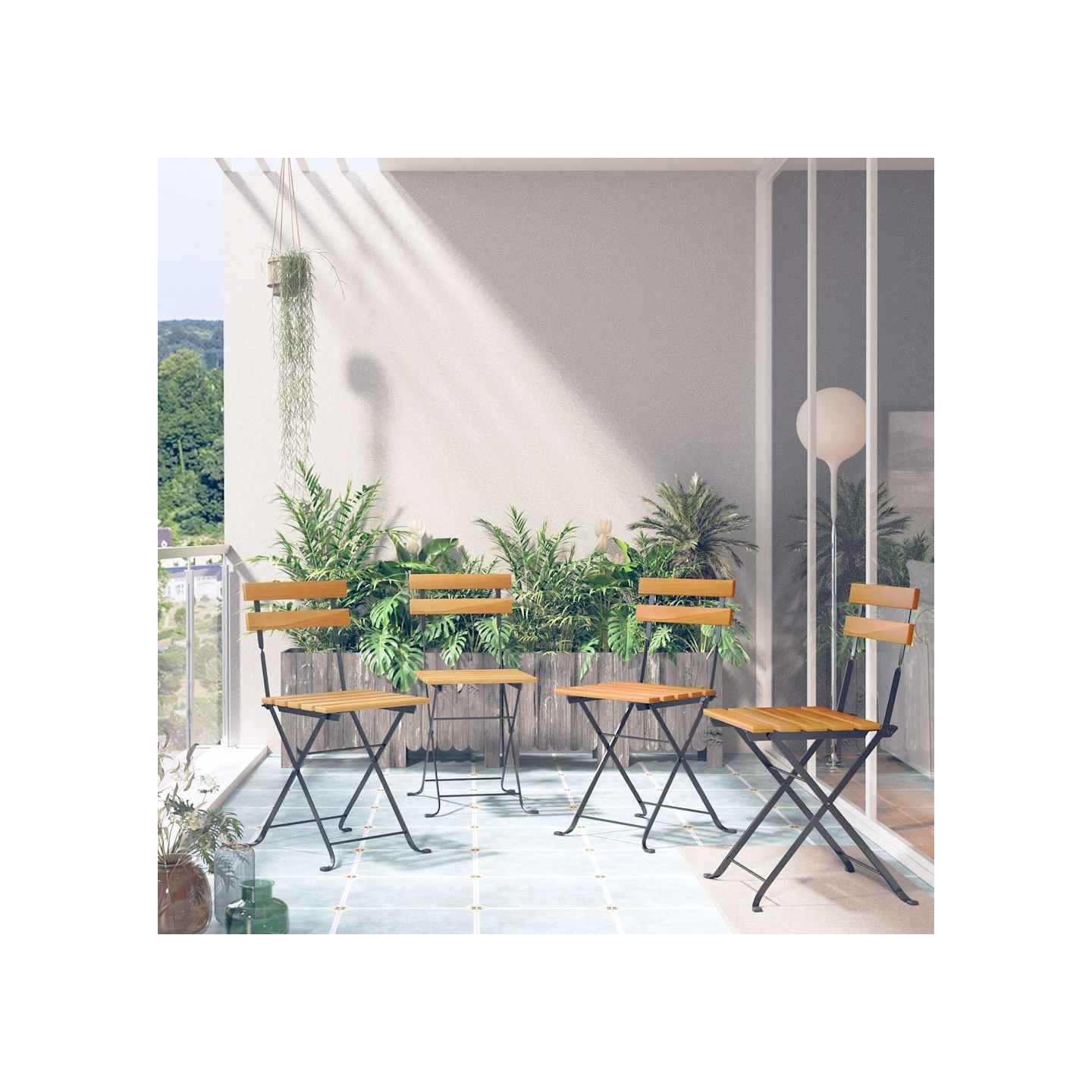 Chaises de bistrot pliantes, lot de 4, en bois d'acacia massif