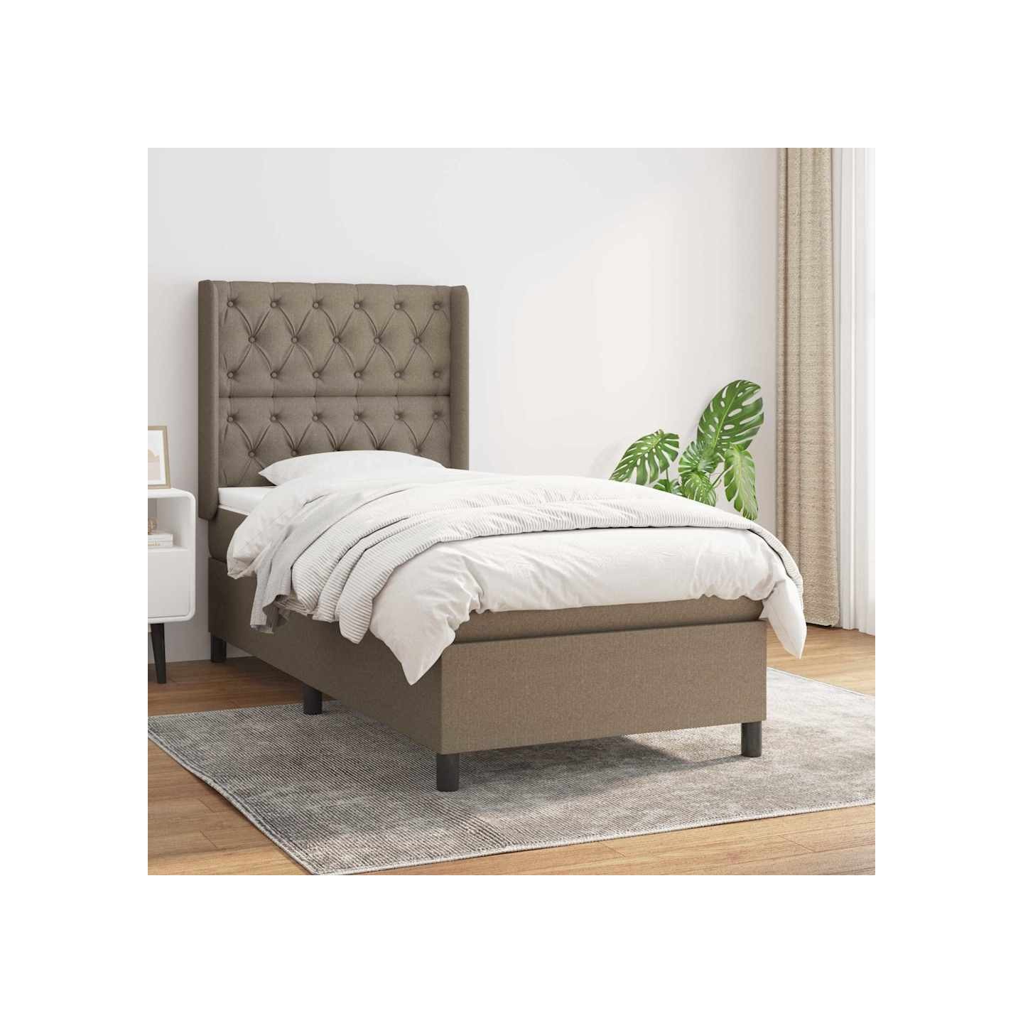 Sommier à lattes de lit avec matelas Taupe 80x200 cm Tissu