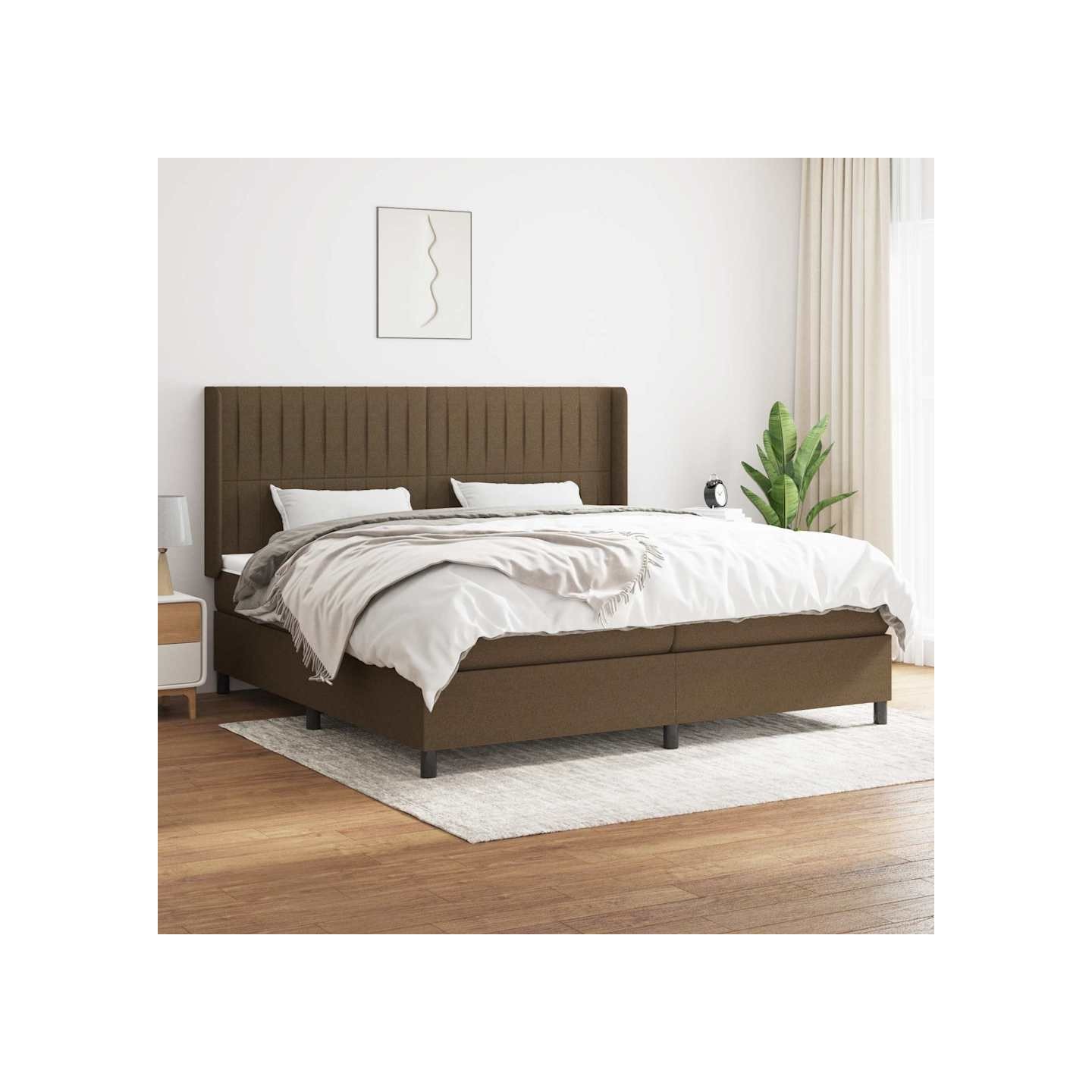 Sommier à lattes de lit avec matelas Marron foncé 200x200 cm