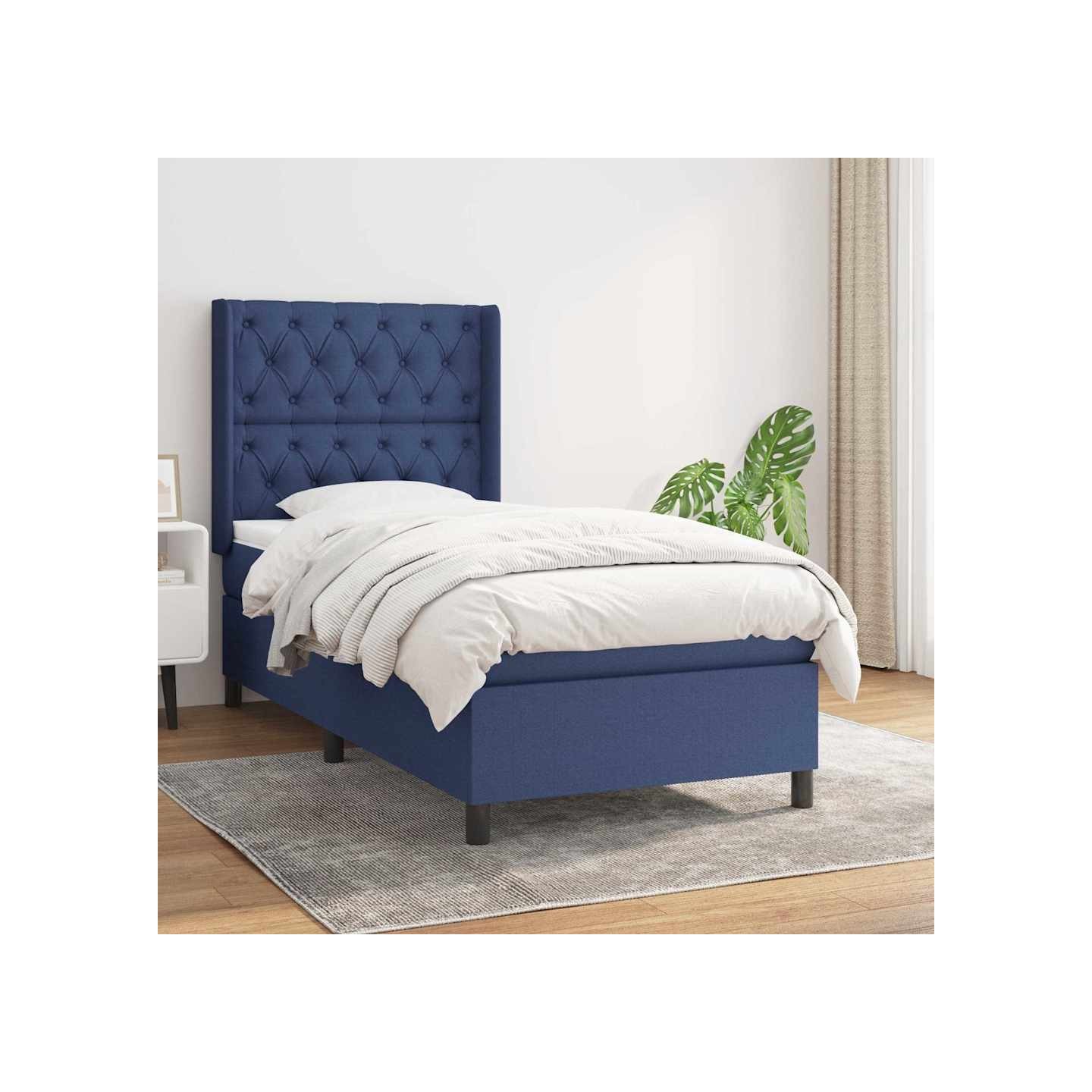 Sommier à lattes de lit avec matelas Bleu 80x200 cm Tissu