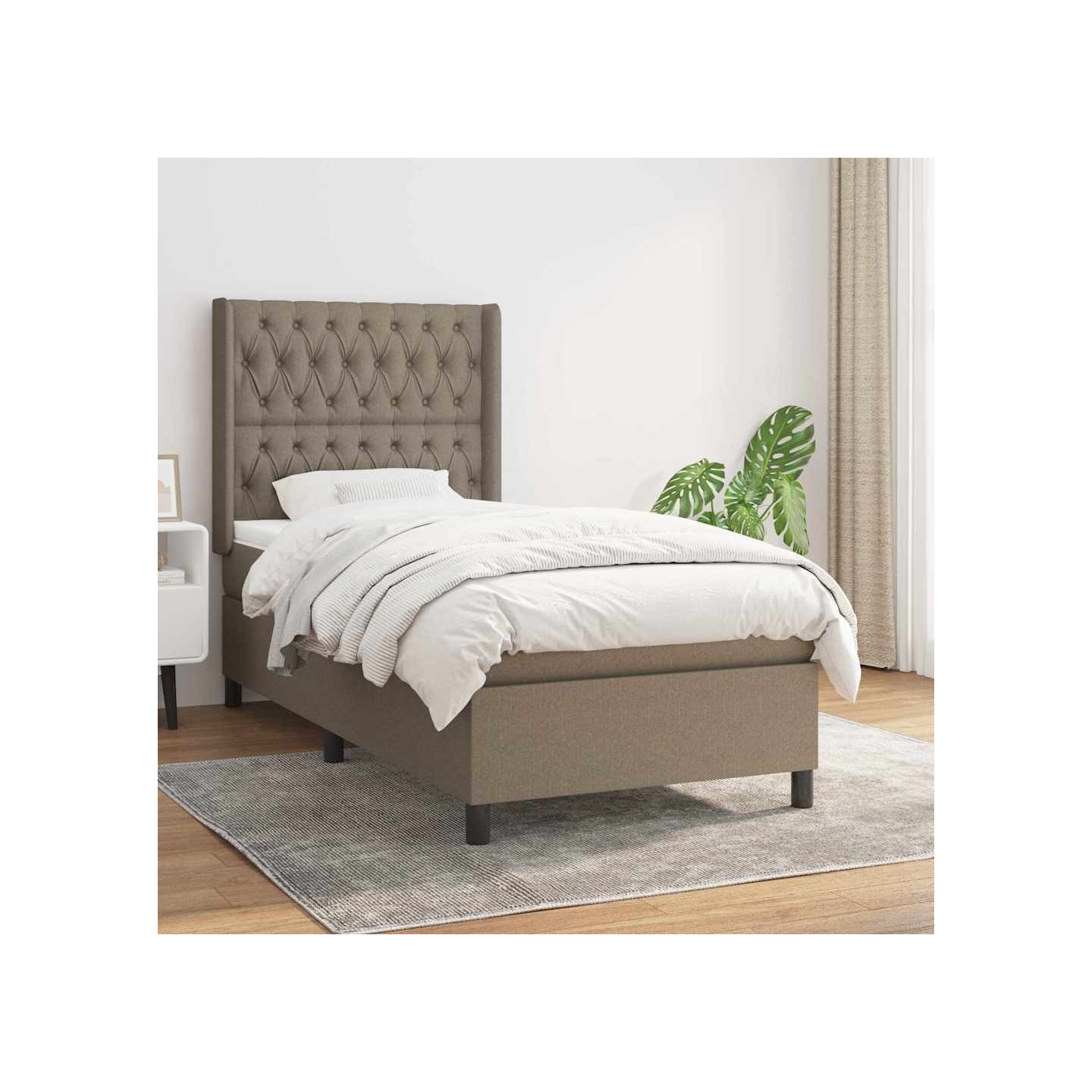 Sommier à lattes de lit avec matelas Taupe 90x200 cm Tissu