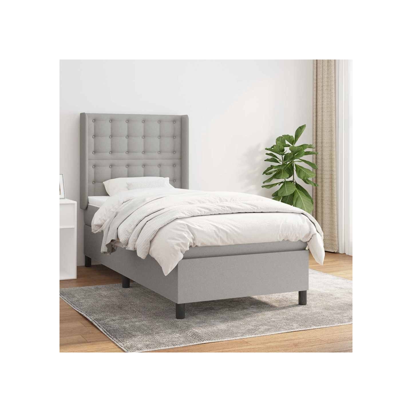 Sommier à lattes de lit avec matelas Gris clair 80x200 cm Tissu