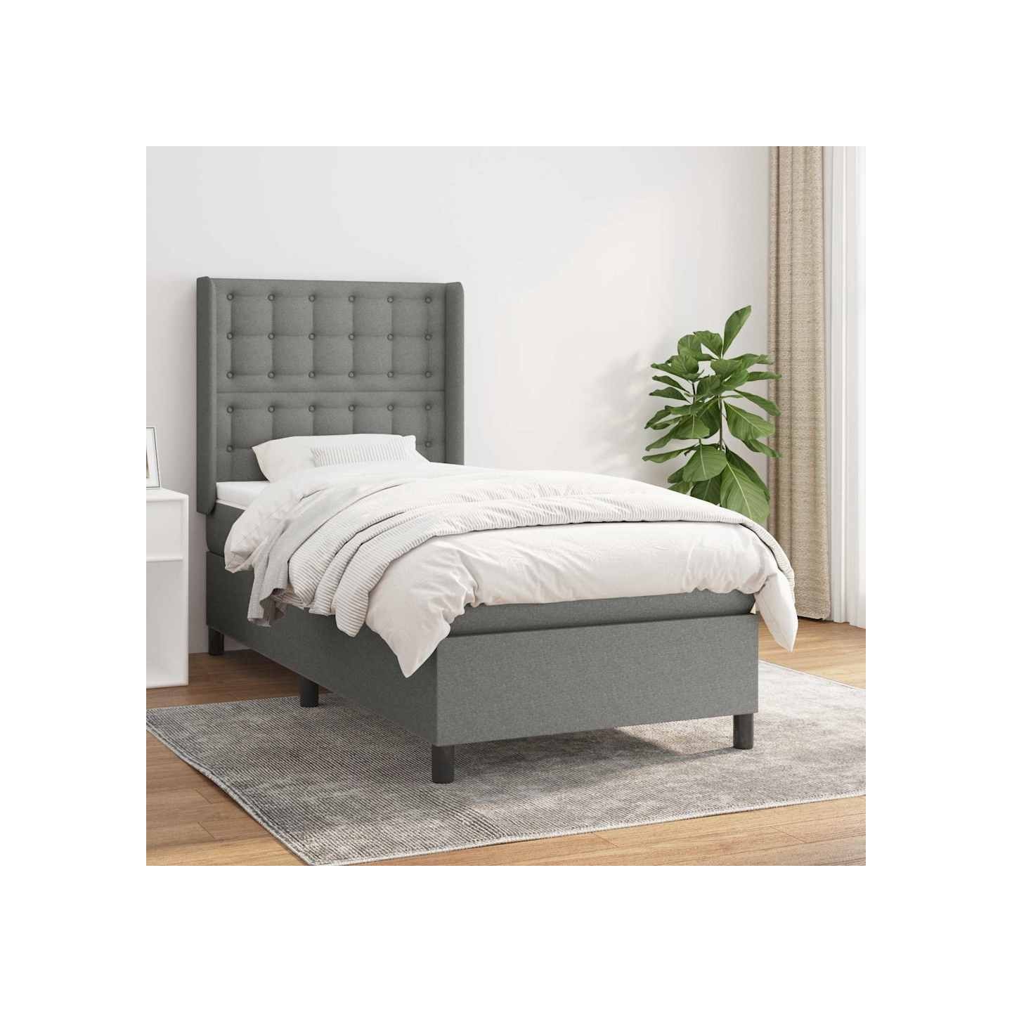 Sommier à lattes de lit avec matelas Gris foncé 80x200 cm Tissu