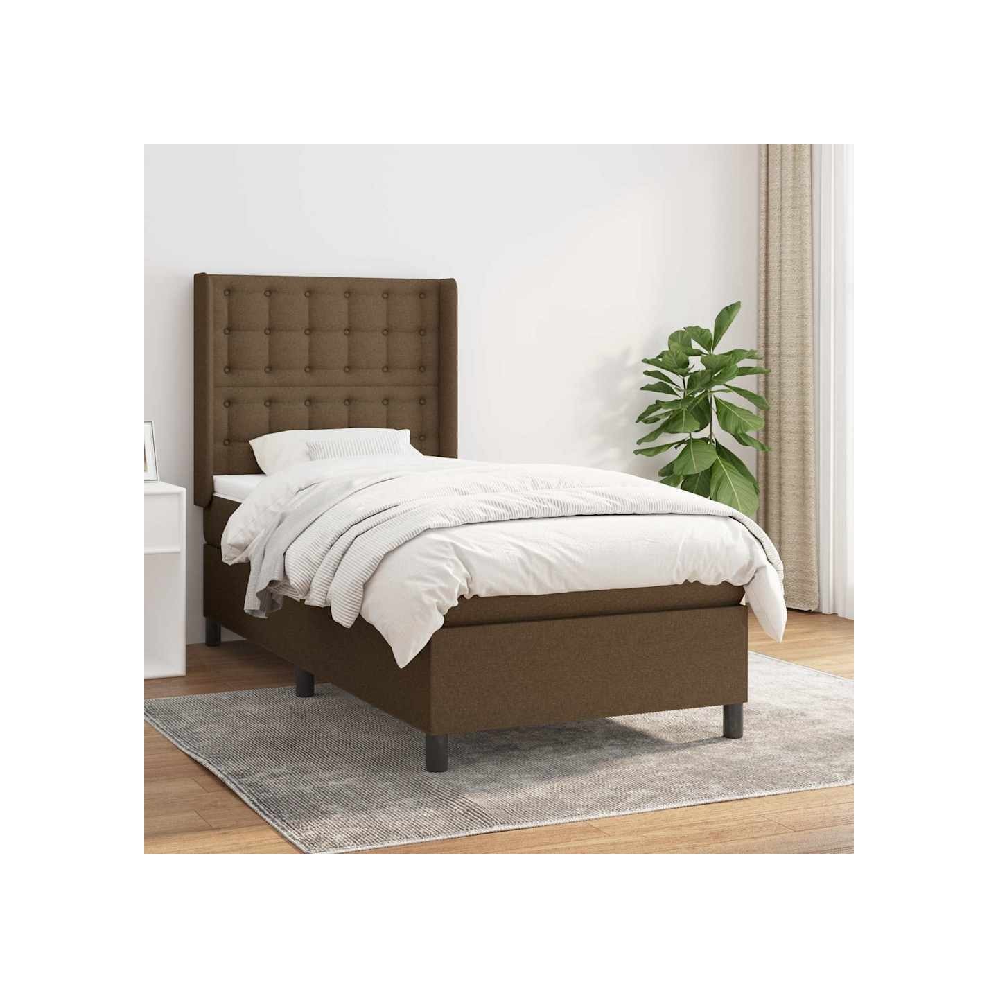 Sommier à lattes de lit avec matelas Marron foncé 90x190 cm