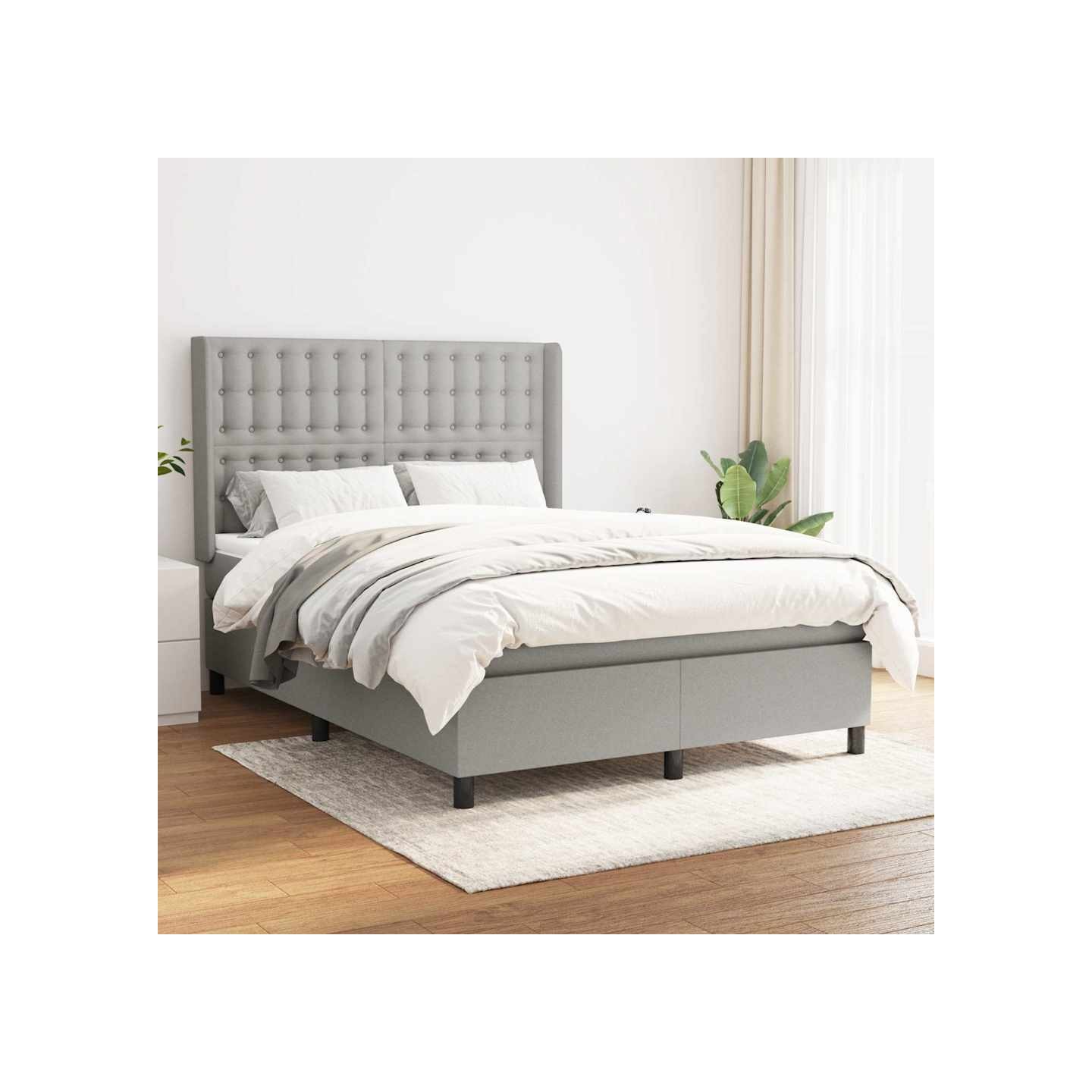 Sommier à lattes de lit avec matelas Gris clair 140x200cm Tissu