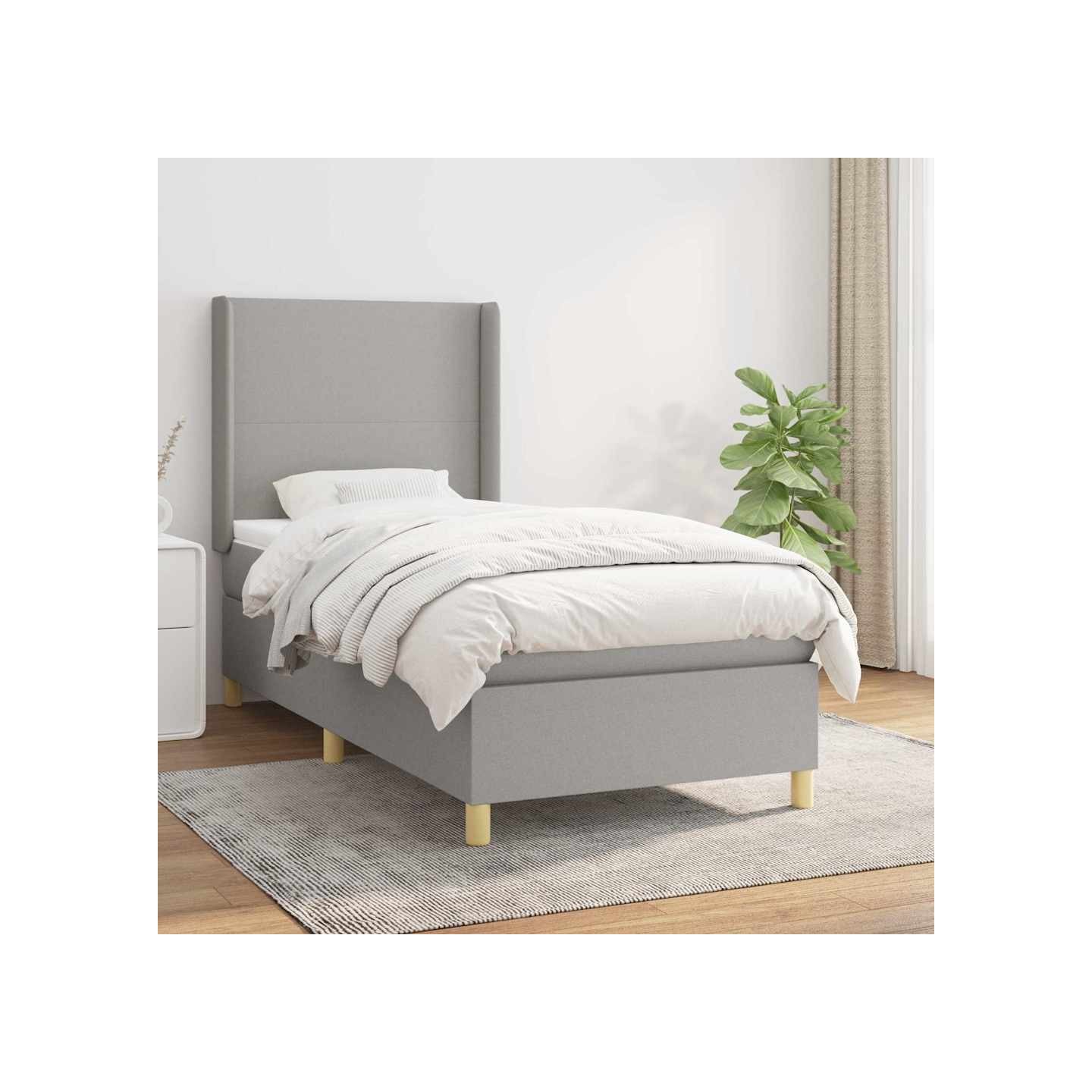 Sommier à lattes de lit et matelas Gris clair 90x190 cm Tissu