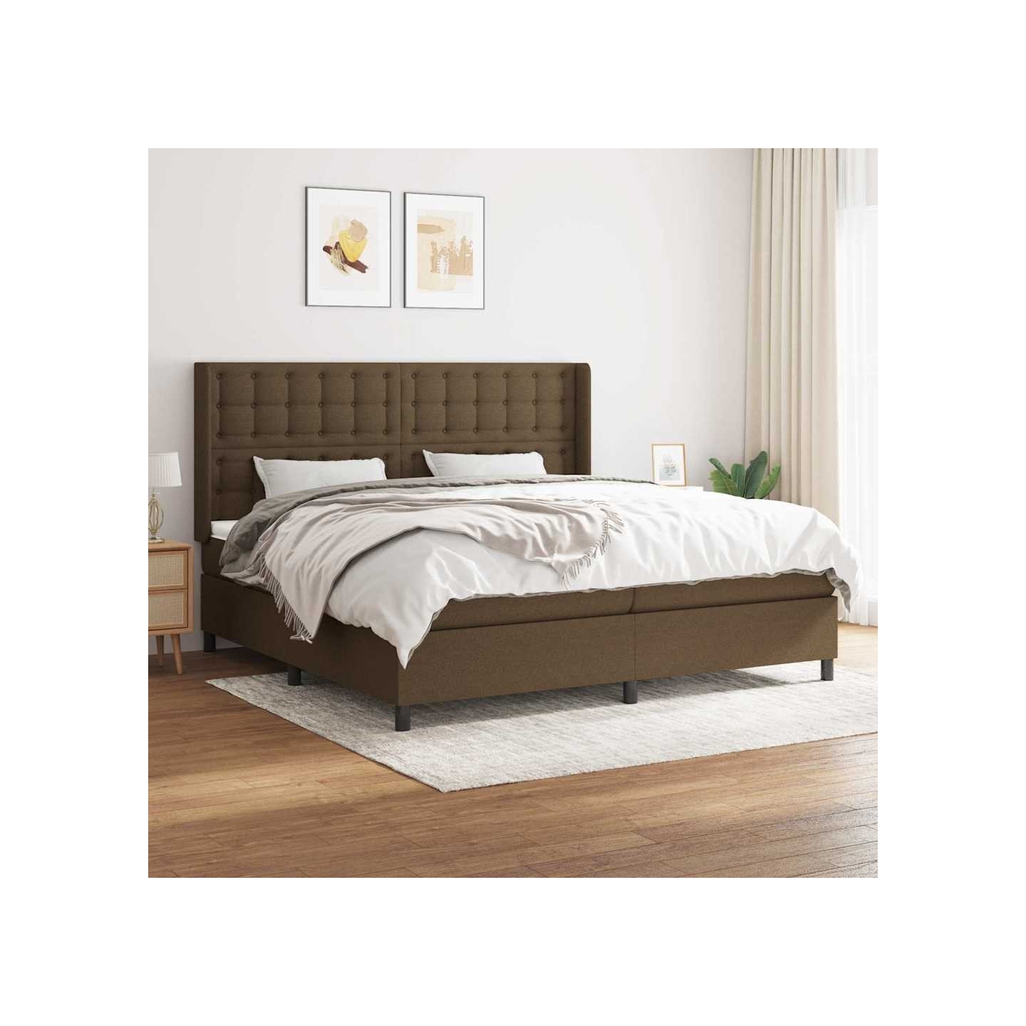 Sommier à lattes de lit avec matelas Marron foncé 200x200 cm