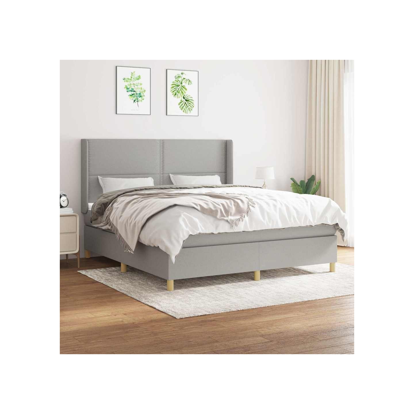 Sommier à lattes de lit avec matelas Gris clair 180x200cm Tissu