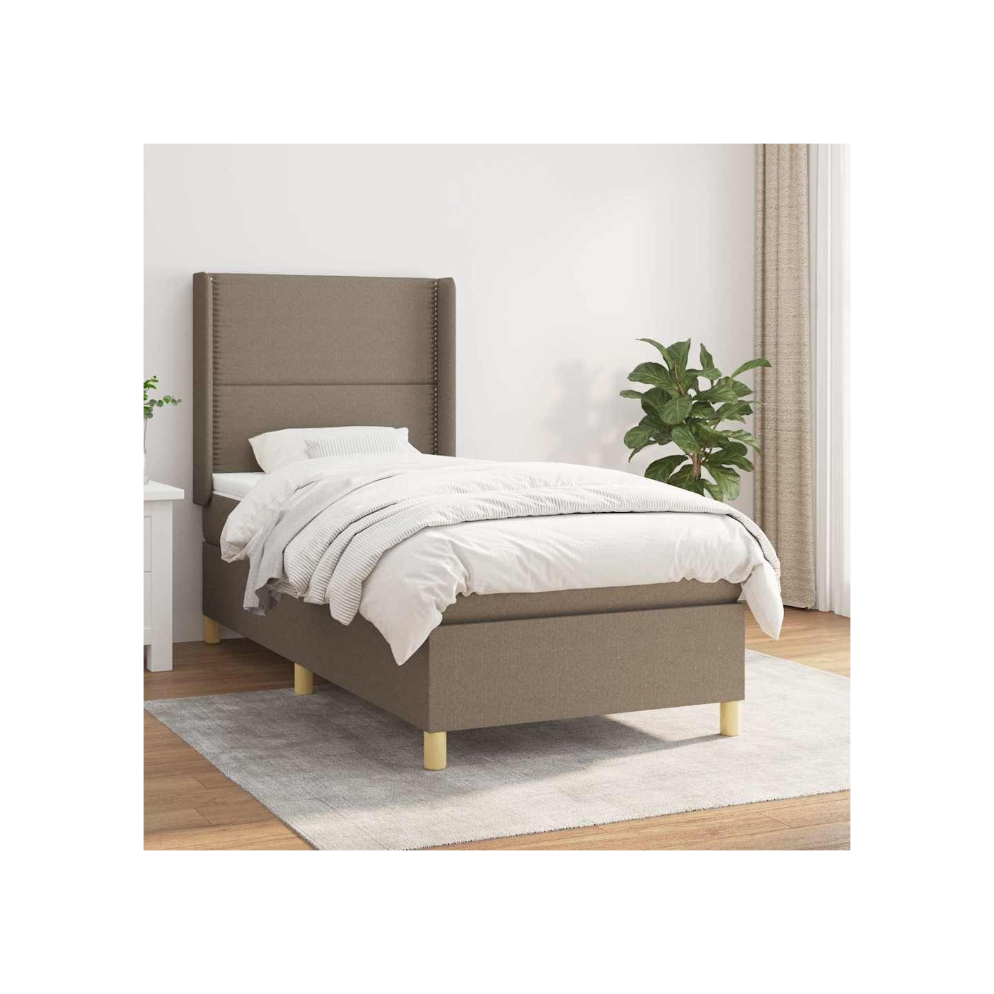 Sommier à lattes de lit avec matelas Taupe 100x200 cm Tissu