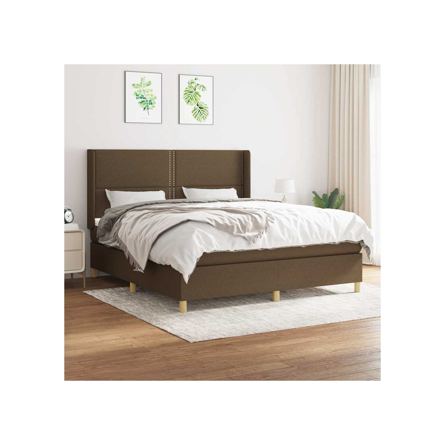 Sommier à lattes de lit avec matelas Marron foncé 180x200 cm