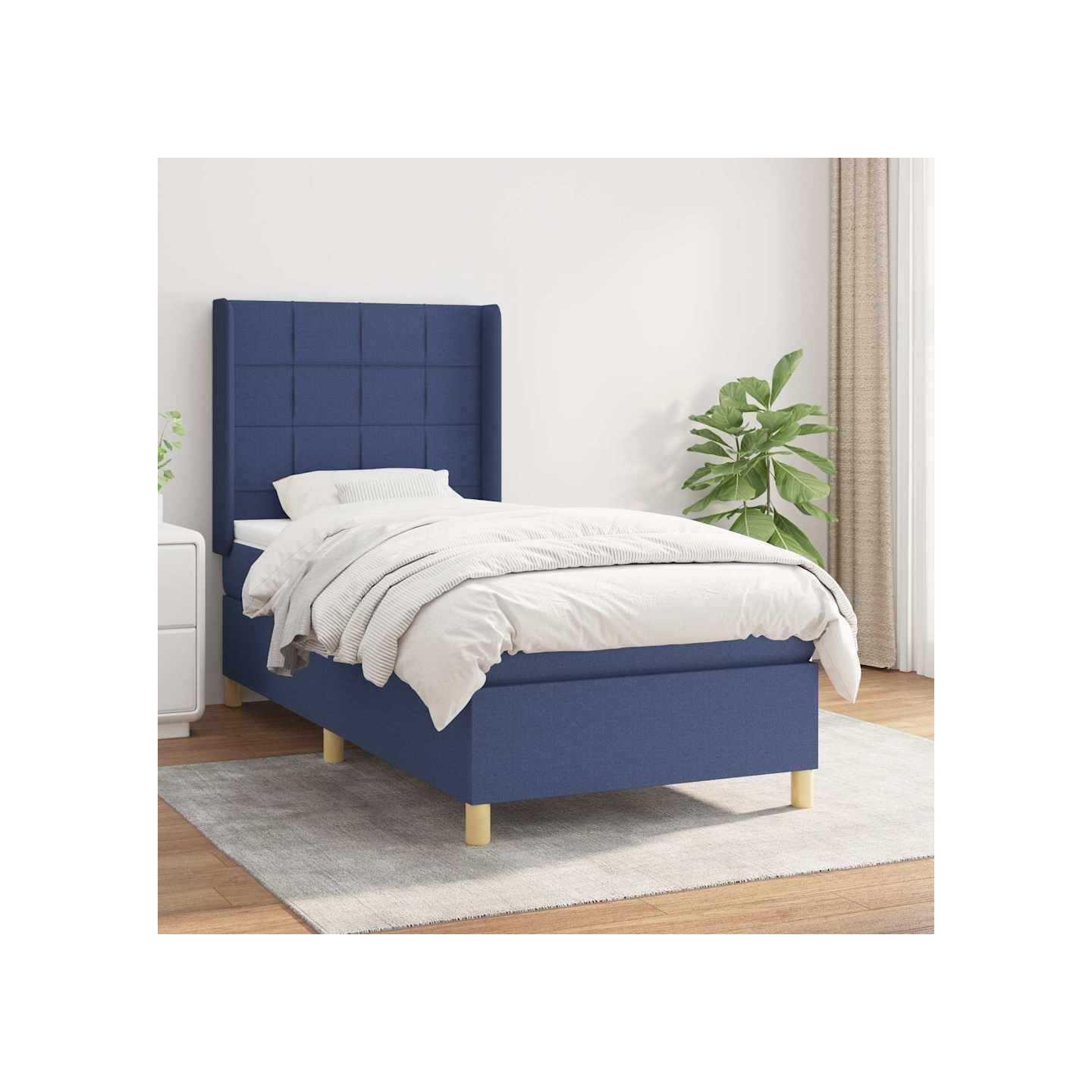 Sommier à lattes de lit avec matelas Bleu 80x200 cm Tissu