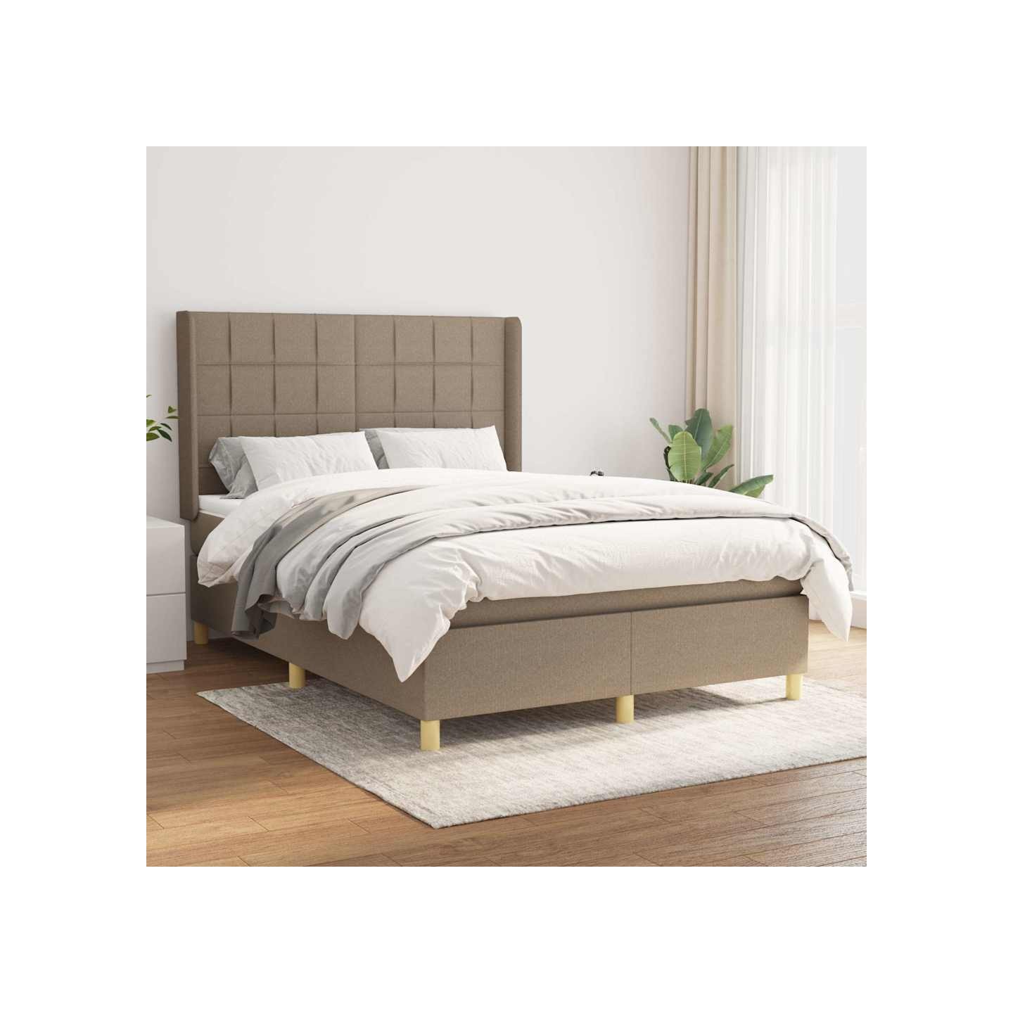 Sommier à lattes de lit avec matelas Taupe 140x190 cm Tissu