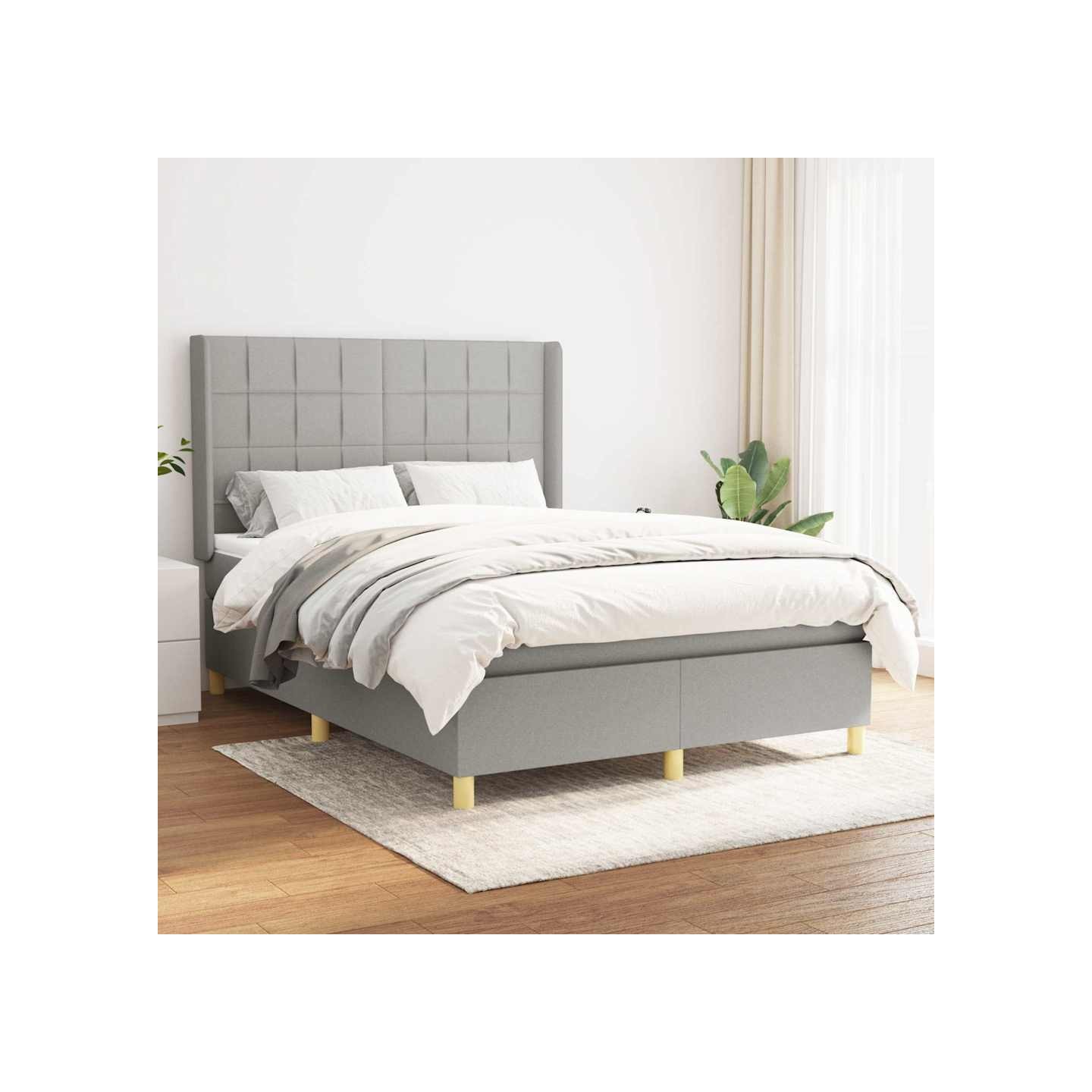 Sommier à lattes de lit avec matelas Gris clair 140x200cm Tissu