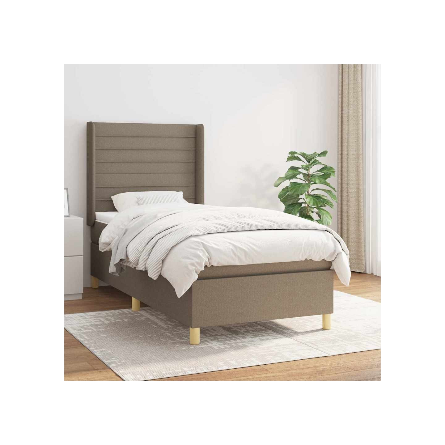 Sommier à lattes de lit avec matelas Taupe 80x200 cm Tissu