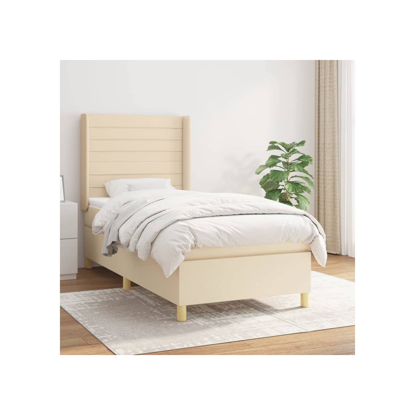 Sommier à lattes de lit avec matelas Crème 80x200 cm Tissu