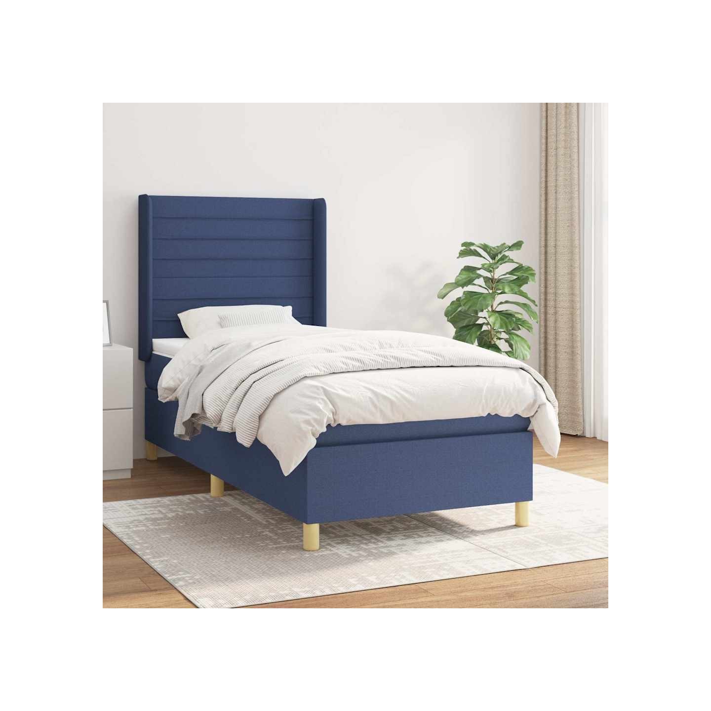 Sommier à lattes de lit avec matelas Bleu 80x200 cm Tissu