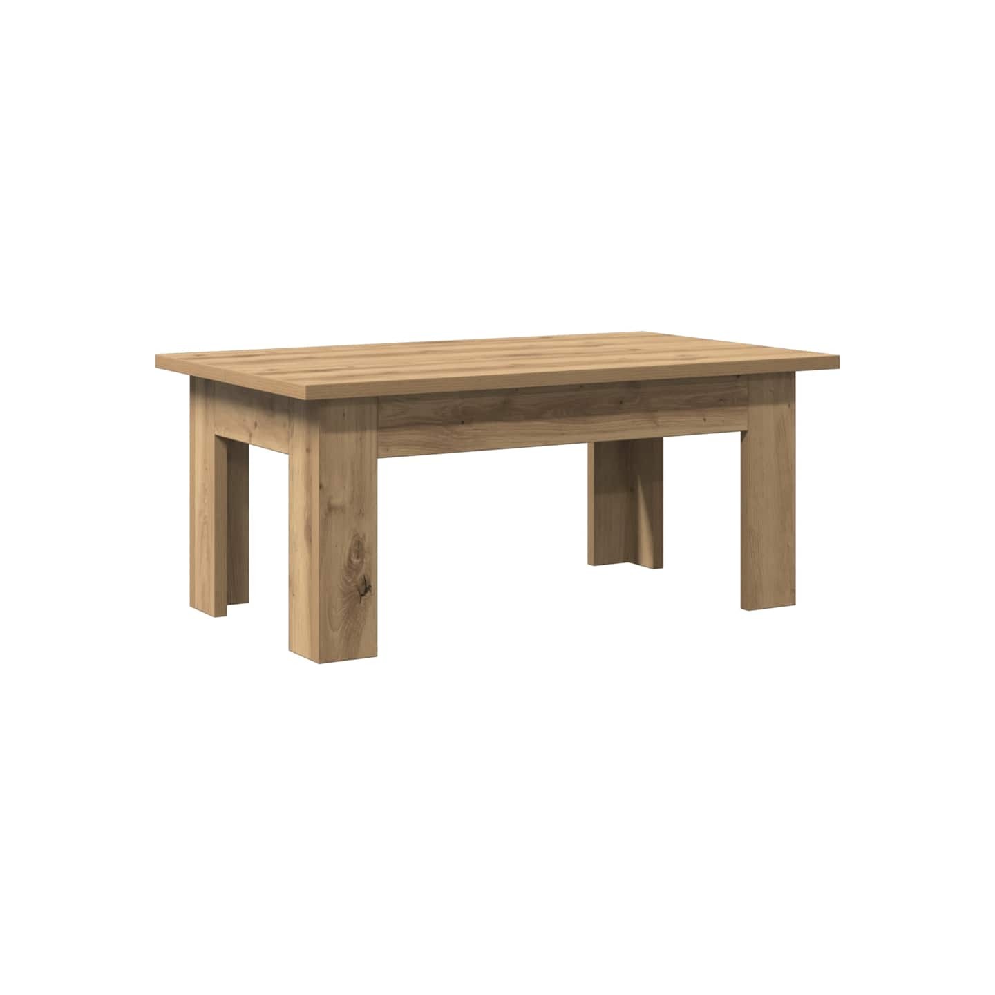 Table basse chêne artisanal 100x60x42 cm bois d'ingénierie