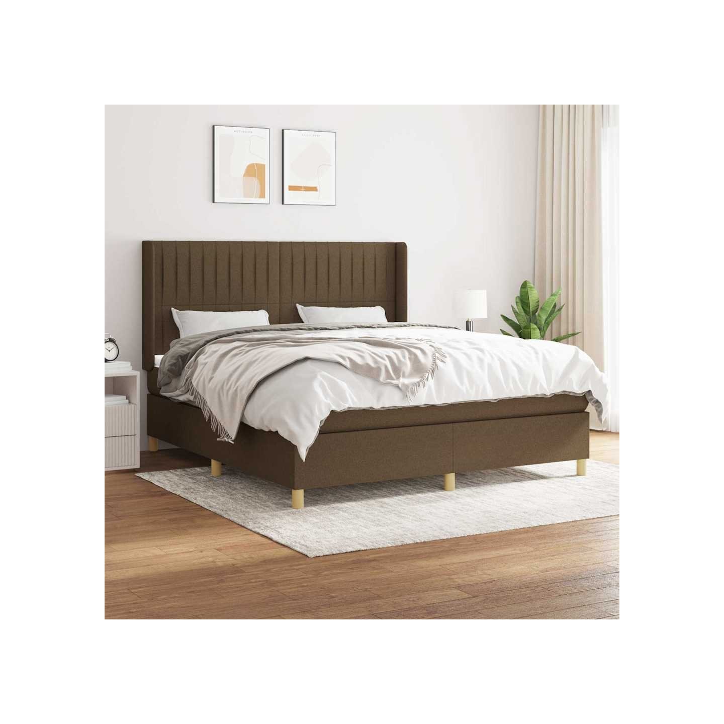 Sommier à lattes de lit avec matelas Marron foncé 160x200 cm