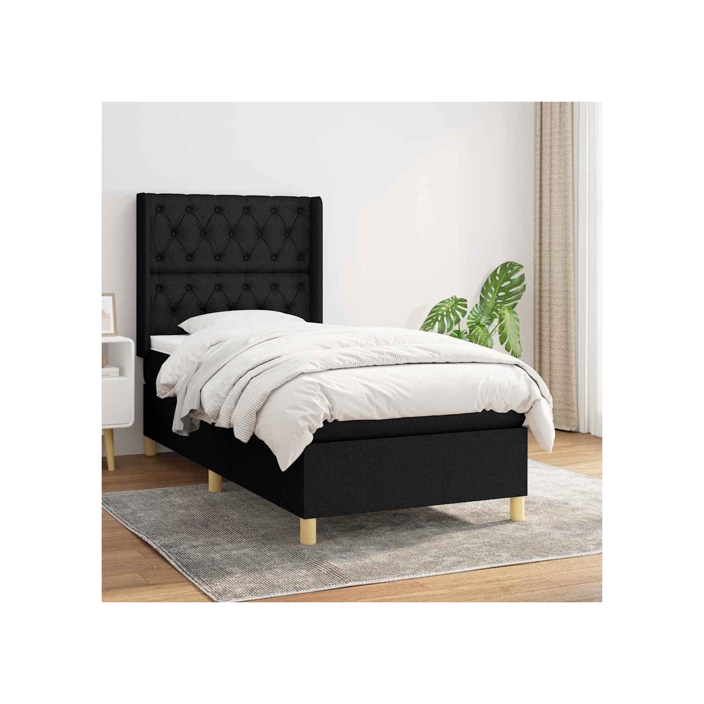 Sommier à lattes de lit et matelas Noir 80x200 cm Tissu