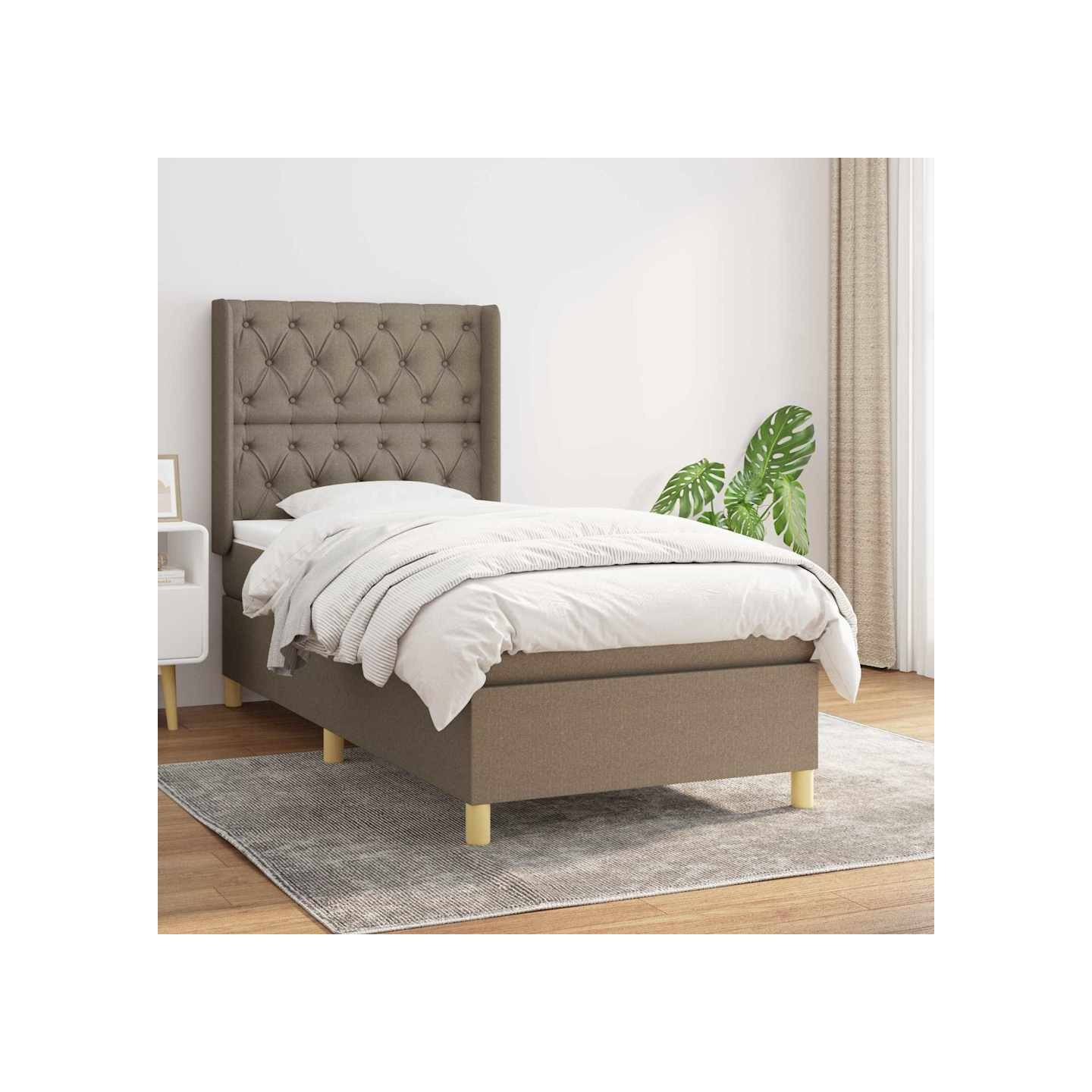 Sommier à lattes de lit avec matelas Taupe 80x200 cm Tissu