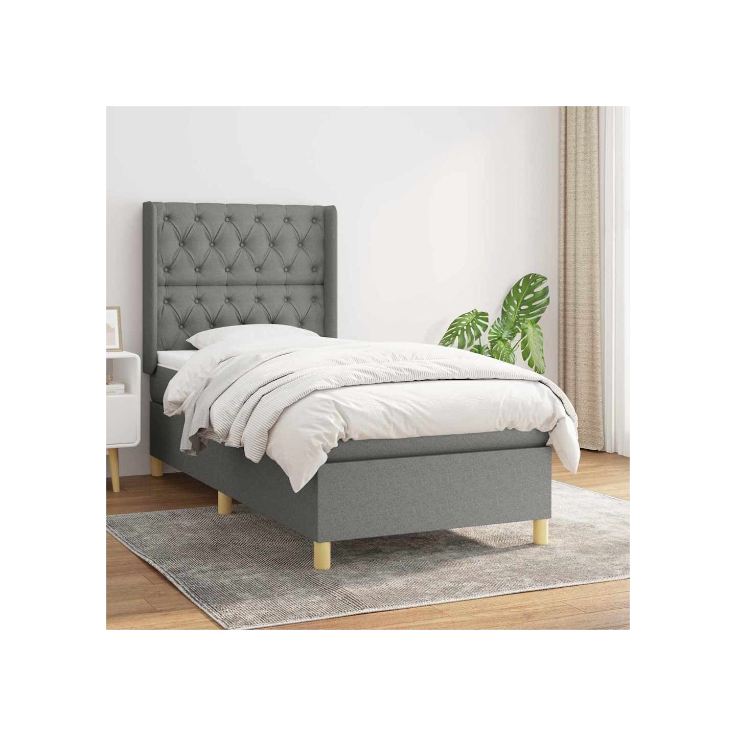 Sommier à lattes de lit avec matelas Gris foncé 80x200 cm Tissu