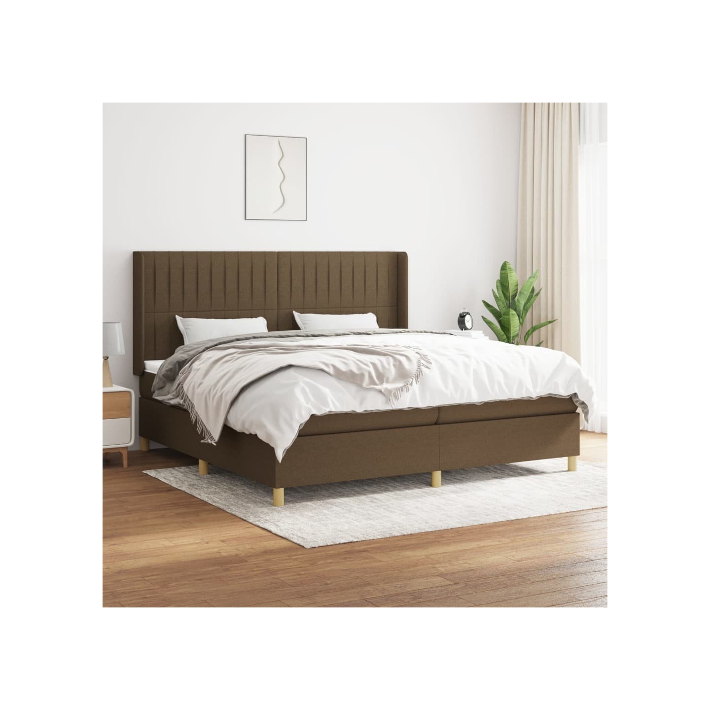 Sommier à lattes de lit avec matelas Marron foncé 200x200 cm