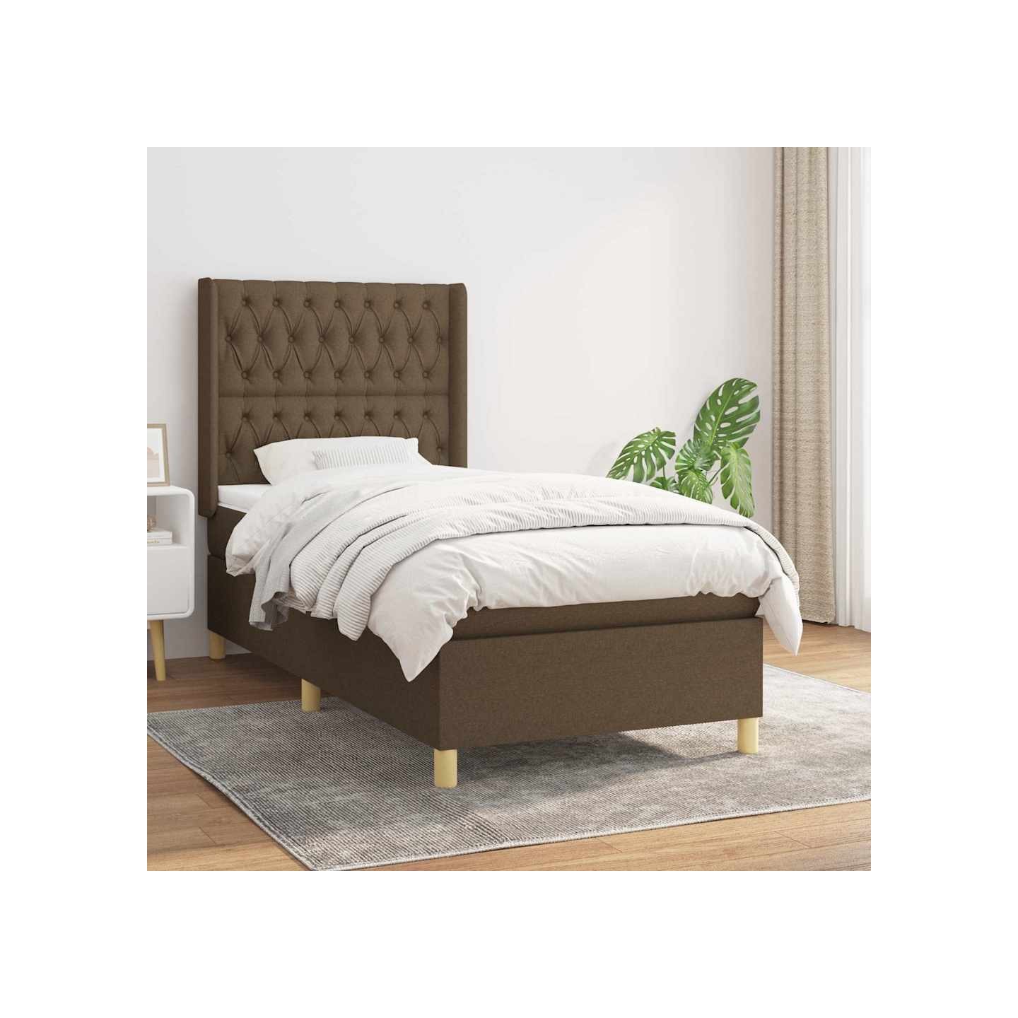 Sommier à lattes de lit avec matelas Marron foncé 90x190 cm