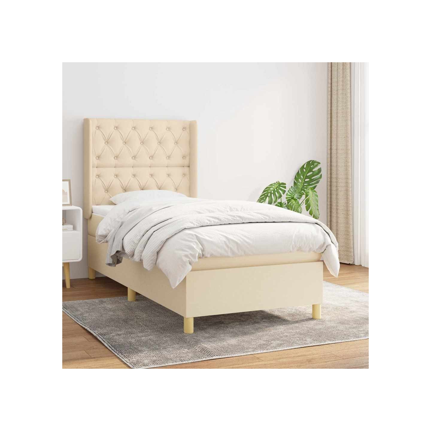 Sommier à lattes de lit avec matelas Crème 80x200 cm Tissu