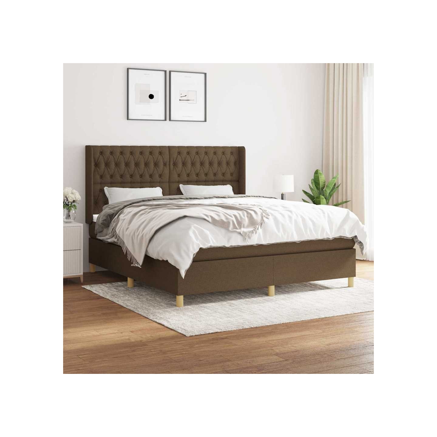 Sommier à lattes de lit avec matelas Marron foncé 180x200 cm