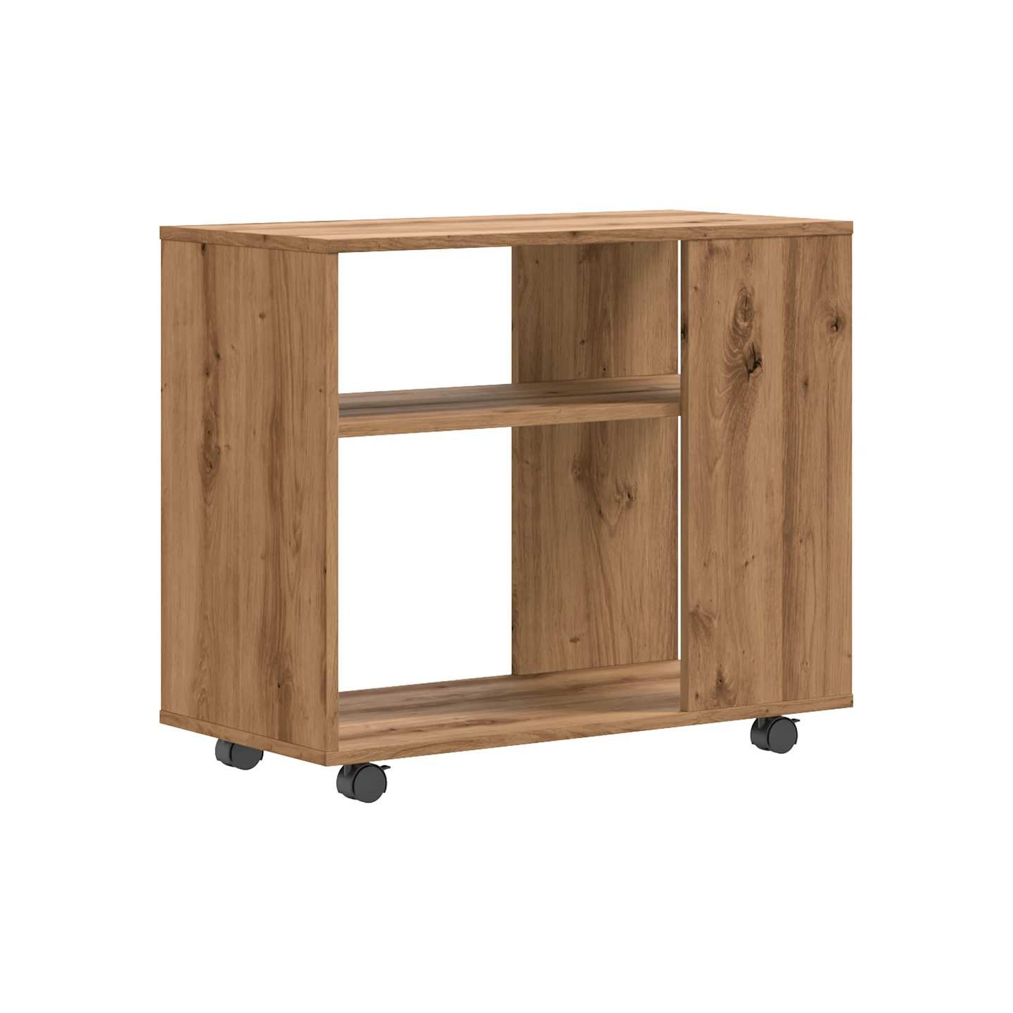 Table d'appoint chêne artisanal 70x35x60,5 cm bois d'ingénierie