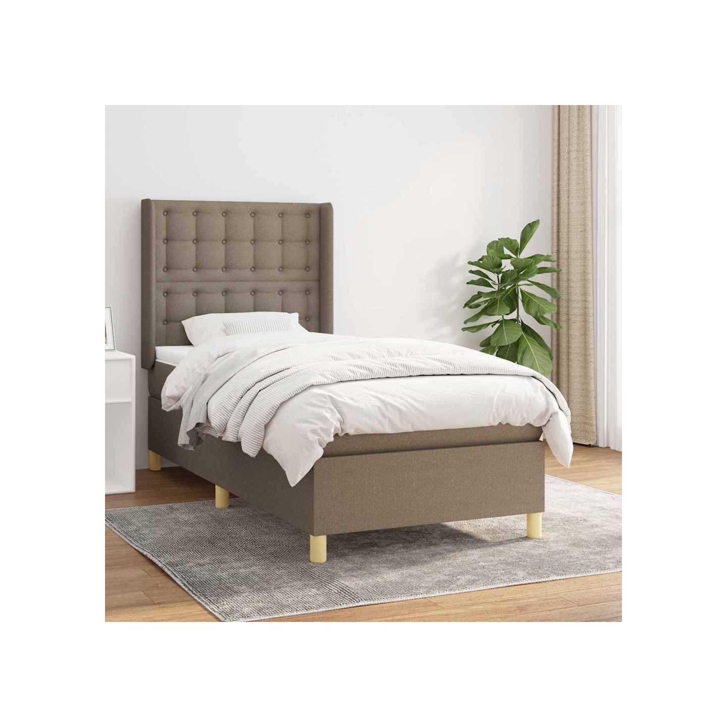 Sommier à lattes de lit avec matelas Taupe 80x200 cm Tissu