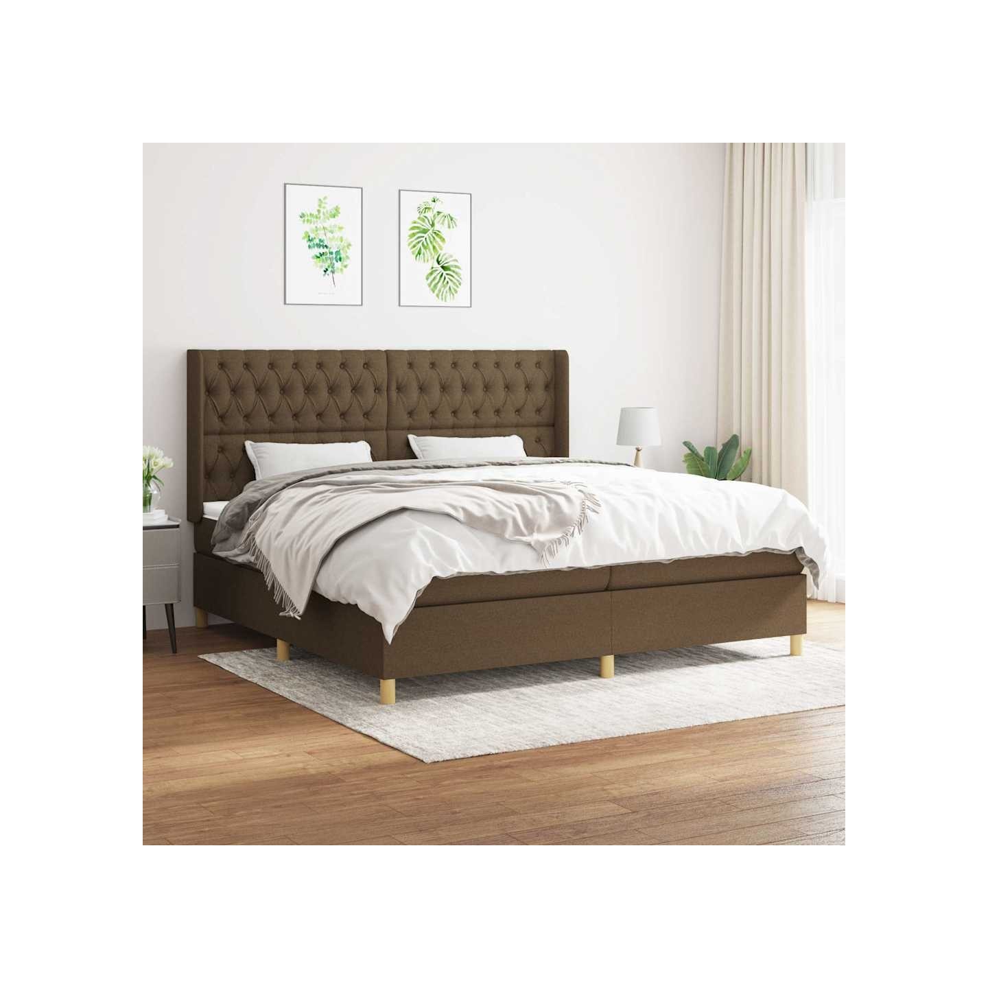 Sommier à lattes de lit avec matelas Marron foncé 200x200 cm