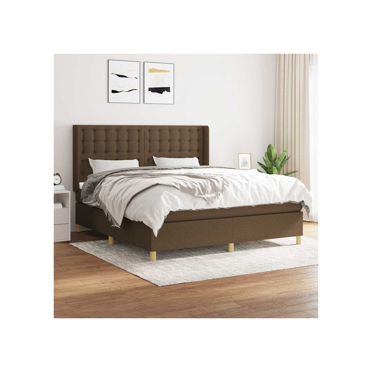 Sommier à lattes de lit avec matelas Marron foncé 180x200 cm