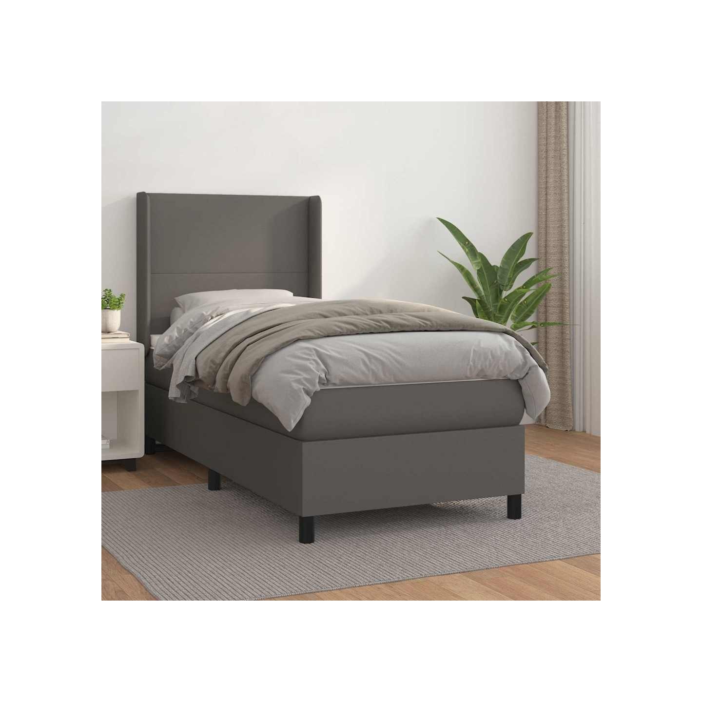 Sommier à lattes de lit avec matelas Gris 80x200 cm Similicuir
