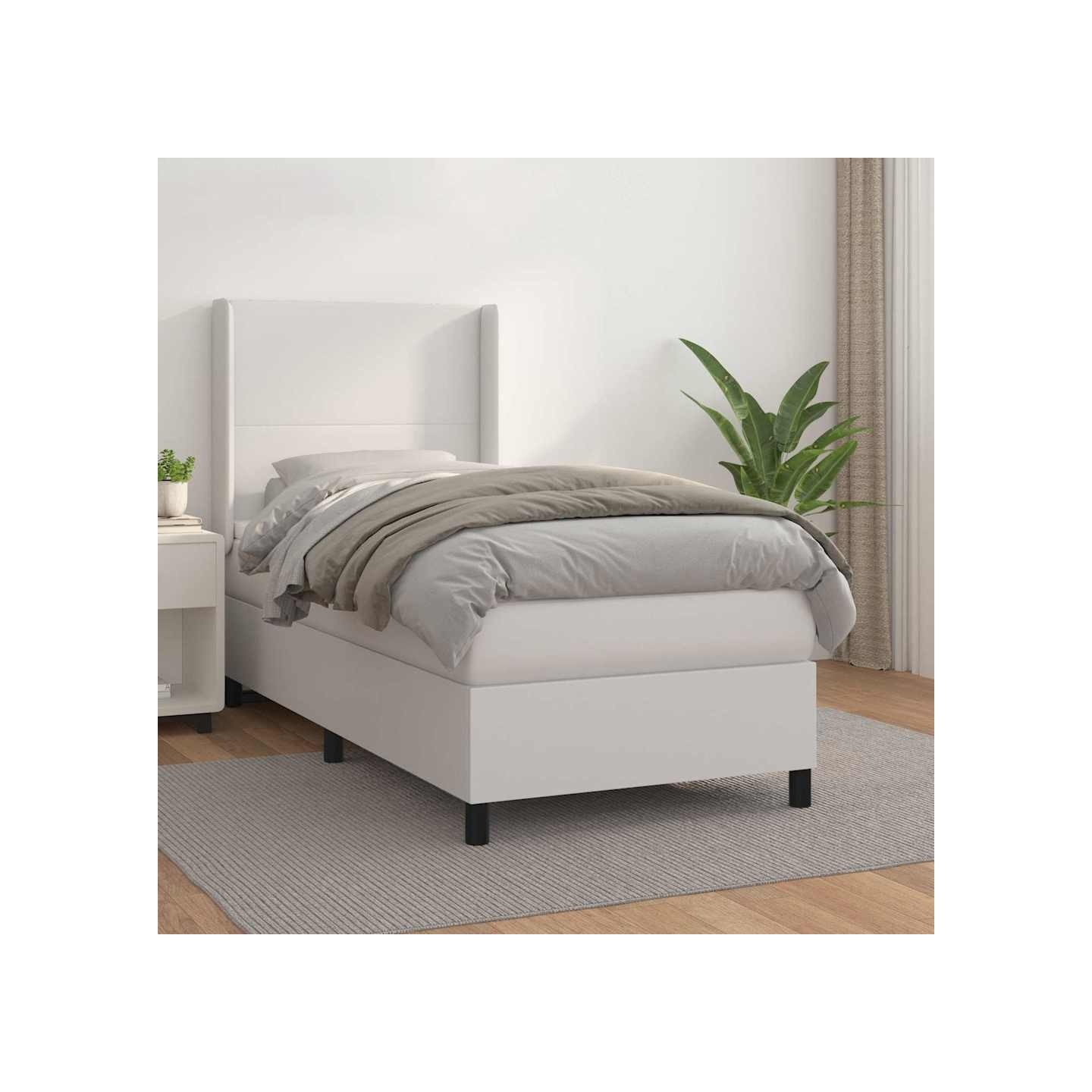 Sommier à lattes de lit avec matelas Blanc 100x200cm Similicuir