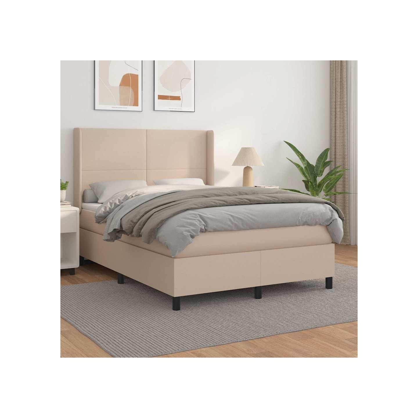Sommier à lattes de lit avec matelas Cappuccino 140x190 cm