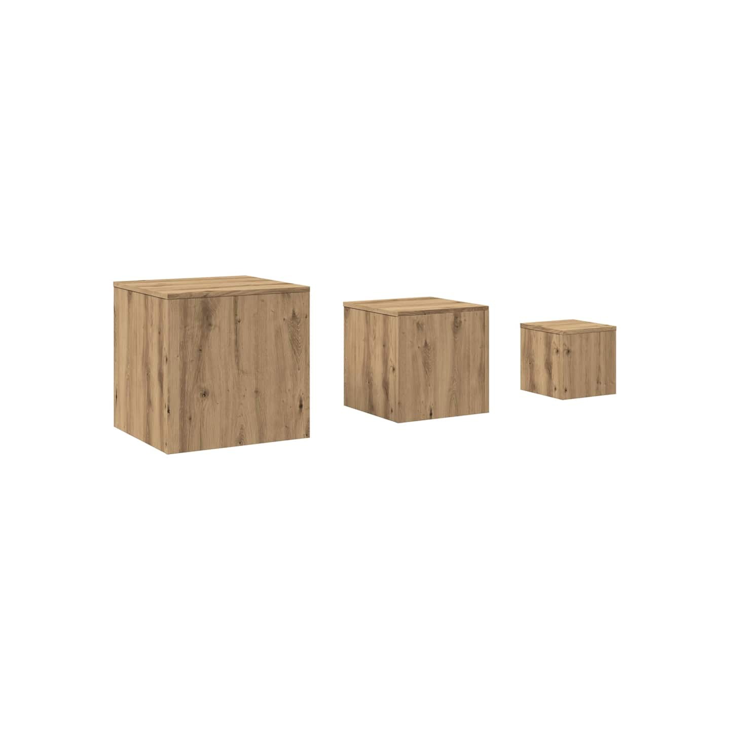 Tables d'appoint 3 pcs chêne artisanal bois d'ingénierie