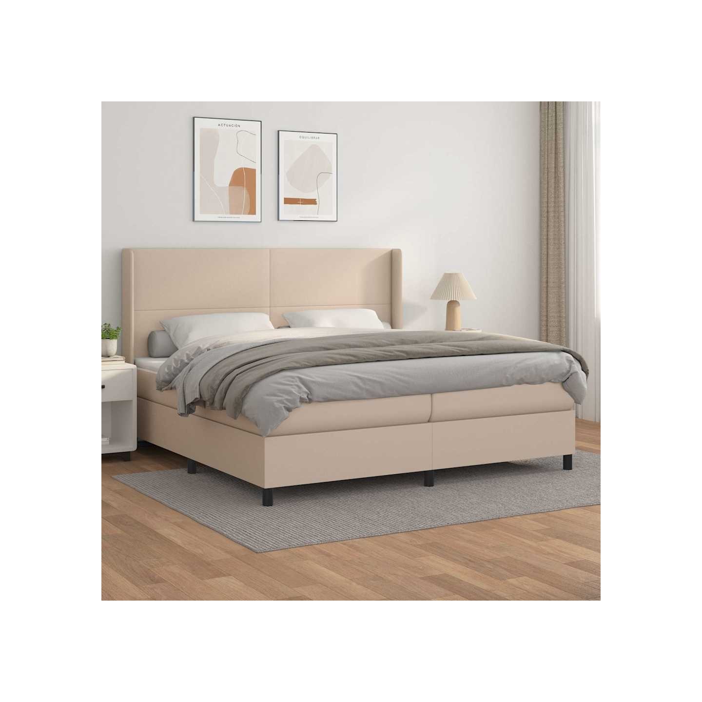 Sommier à lattes de lit avec matelas Cappuccino 200x200 cm