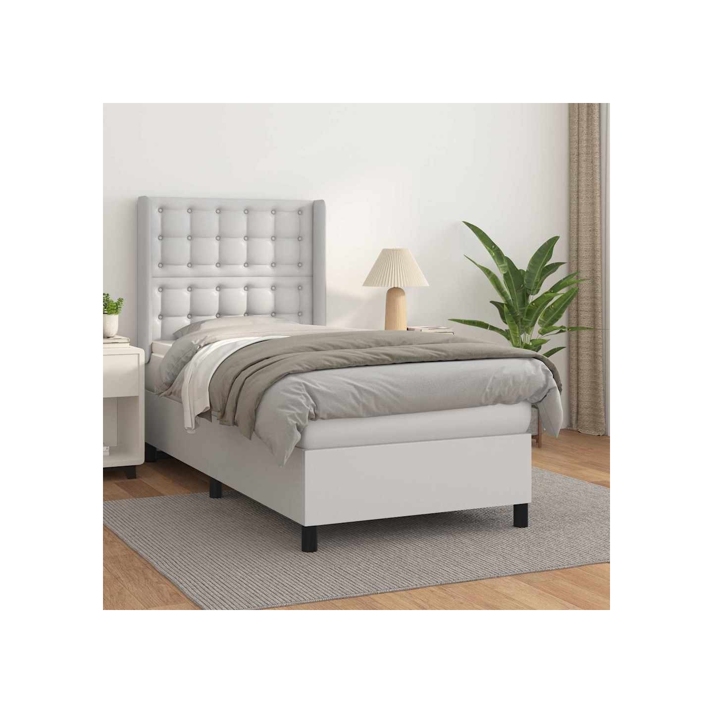 Sommier à lattes de lit avec matelas Blanc 80x200 cm Similicuir